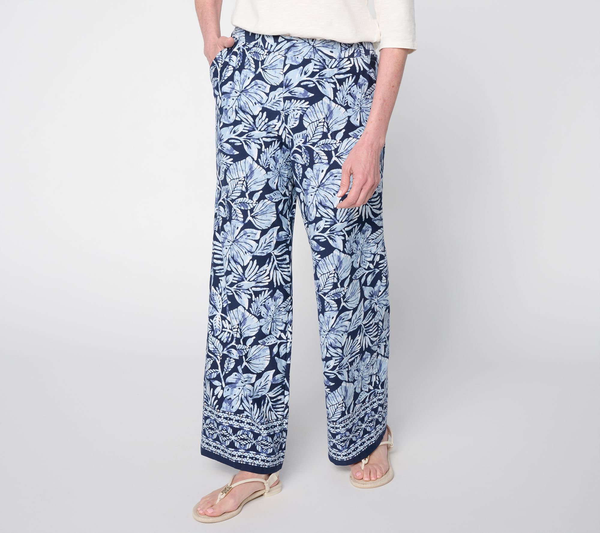 Denim & Co. Tall Beach Jersey Full Length Wide Leg Pants