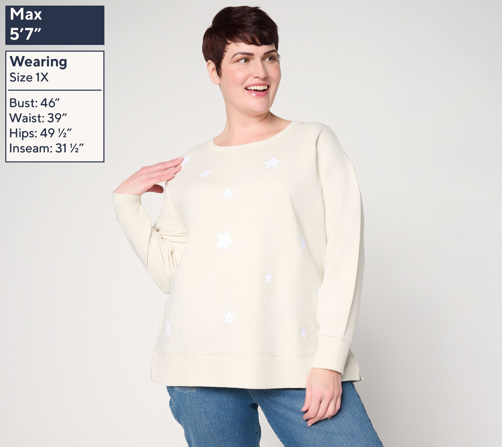 Belle by Kim Gravel French Terry Oh My Stars! Slouchy Top - QVC.com