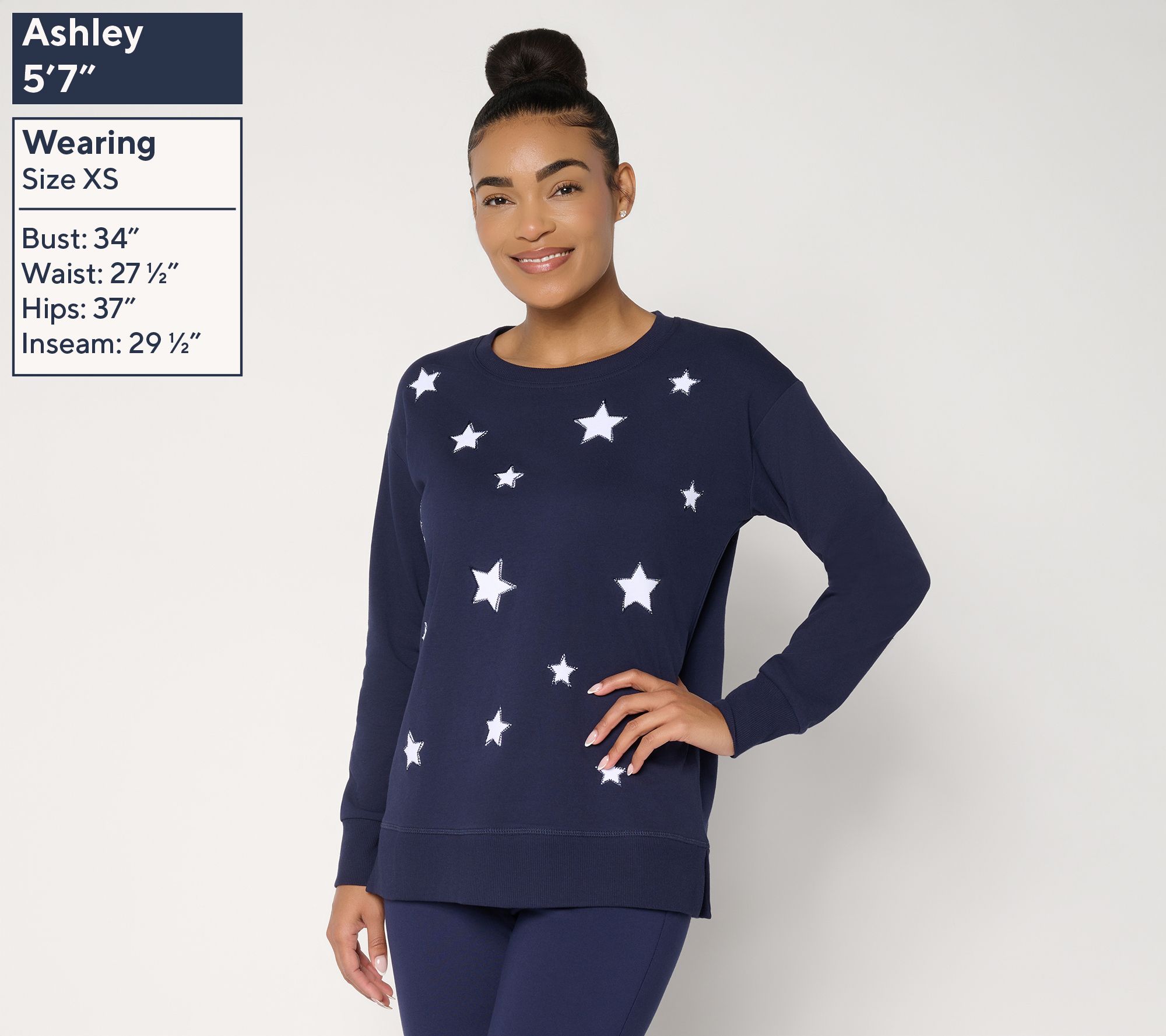 Belle by Kim Gravel French Terry Oh My Stars! Slouchy Top - QVC.com