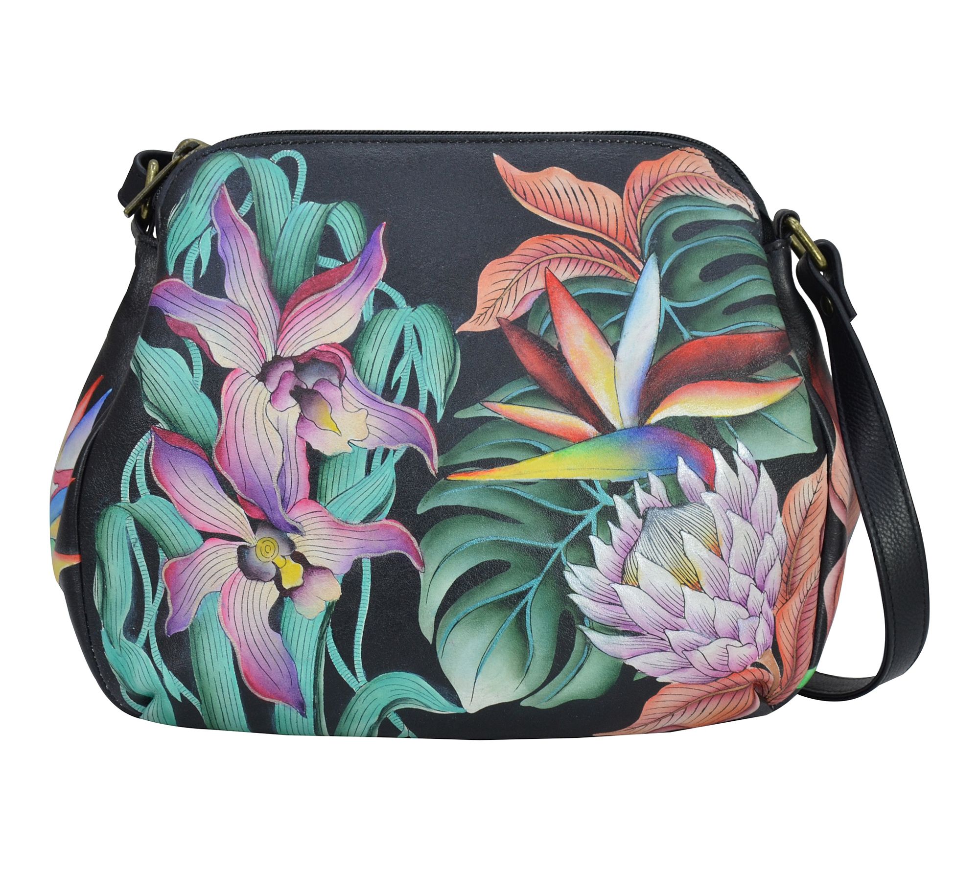 Anuschka Painted Leather Multi- Compartment Medium Bag
