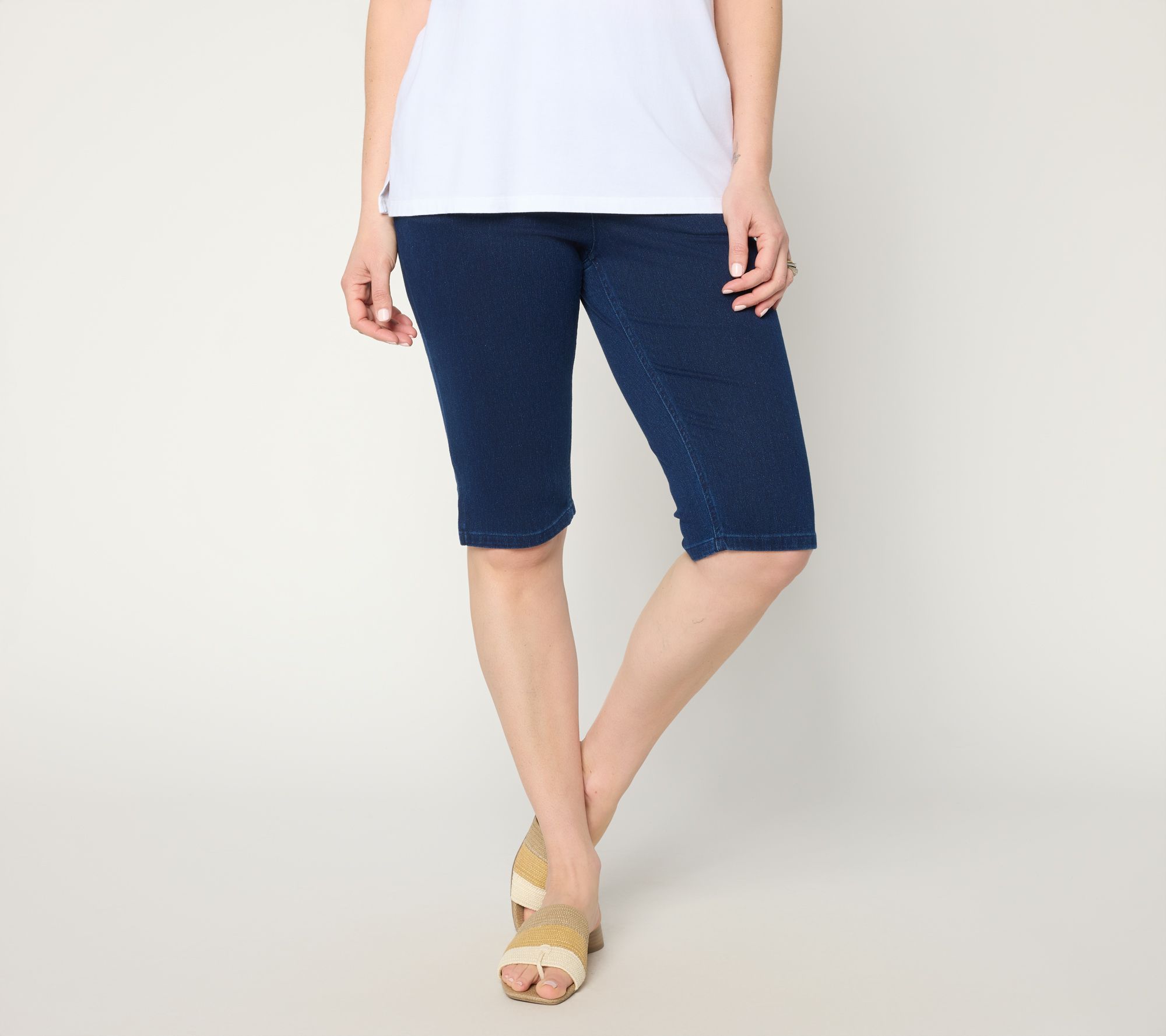 Denim & Co. Regular Comfy Knit Air Slim Leg Bermuda Shorts