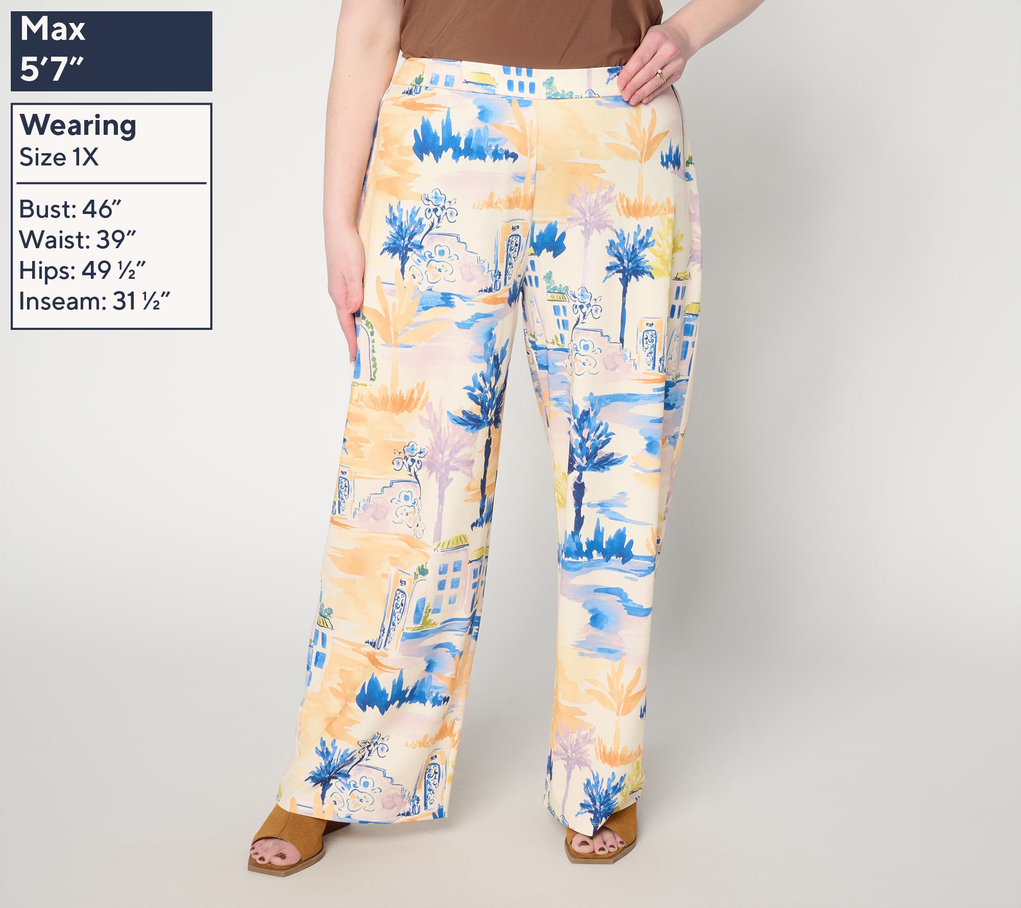 Dennis Basso Regular Sunset Knit Wide Leg Pant | QVC