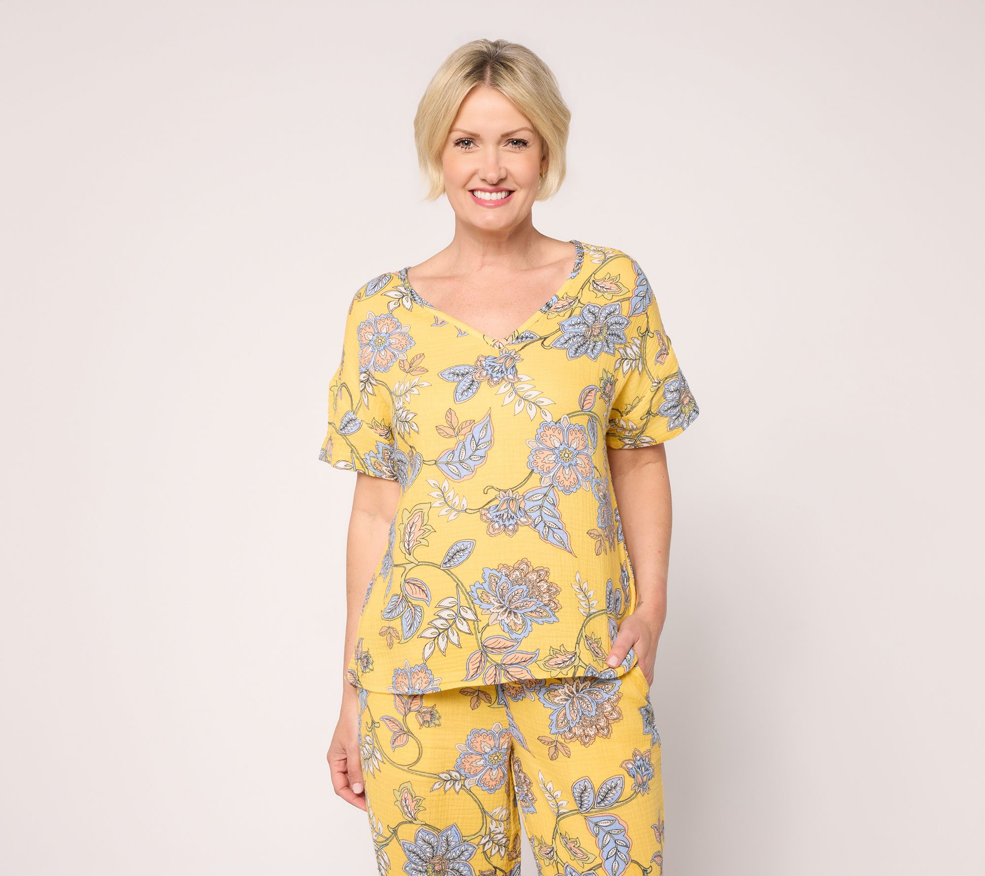 Peace Love World Boheme Elbow Sleeve V-Neck Dolman Sleeve Top