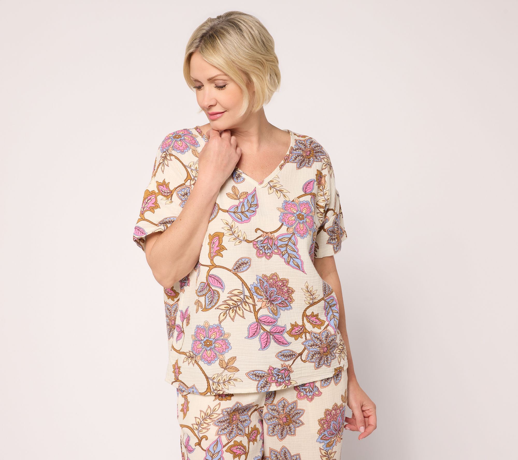 Peace Love World Boheme Elbow Sleeve V-Neck Dolman Sleeve Top