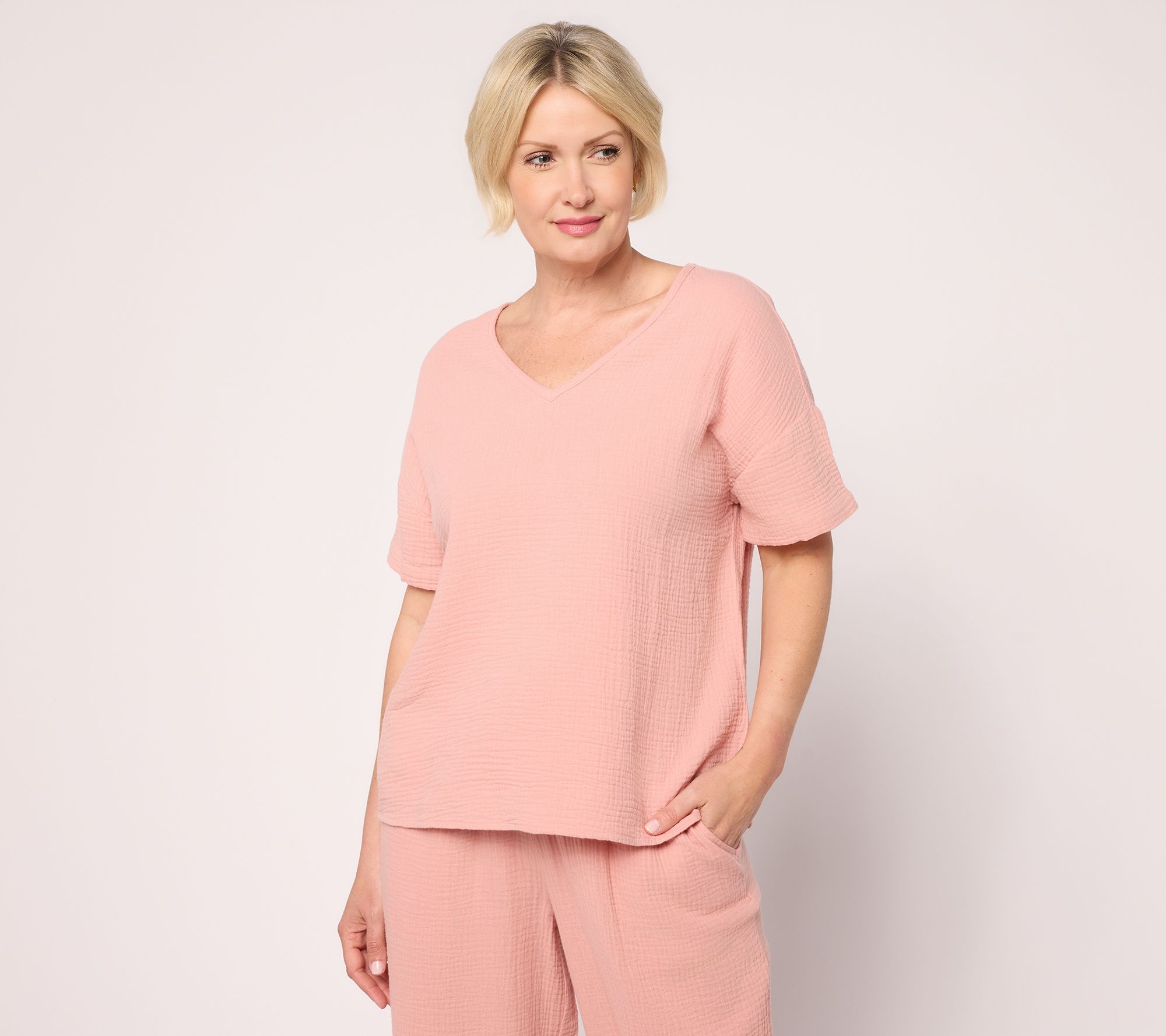 Peace Love World Boheme Elbow Sleeve V-Neck Dolman Sleeve Top