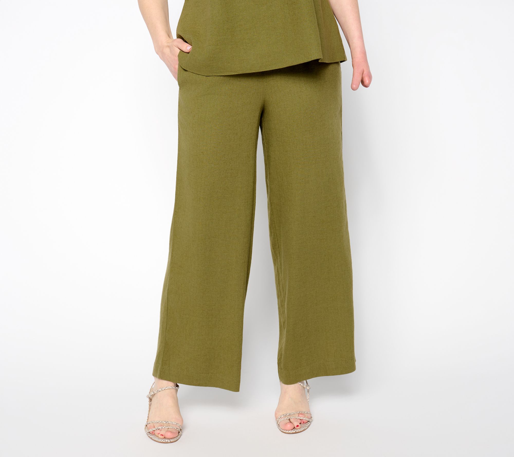 Me by Jennie Garth Petite Pull-On Linen Blend Ankle Pants