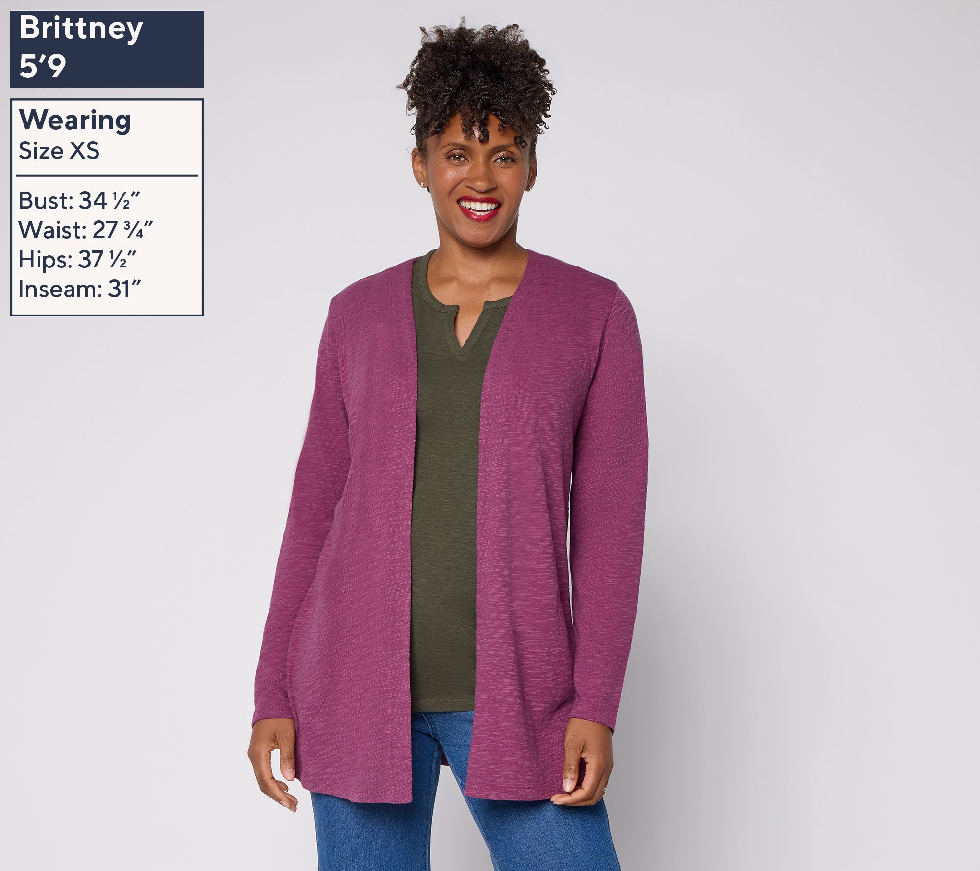 Denim & Co. Petite Cotton Slub Open Front Cardigan - QVC.com