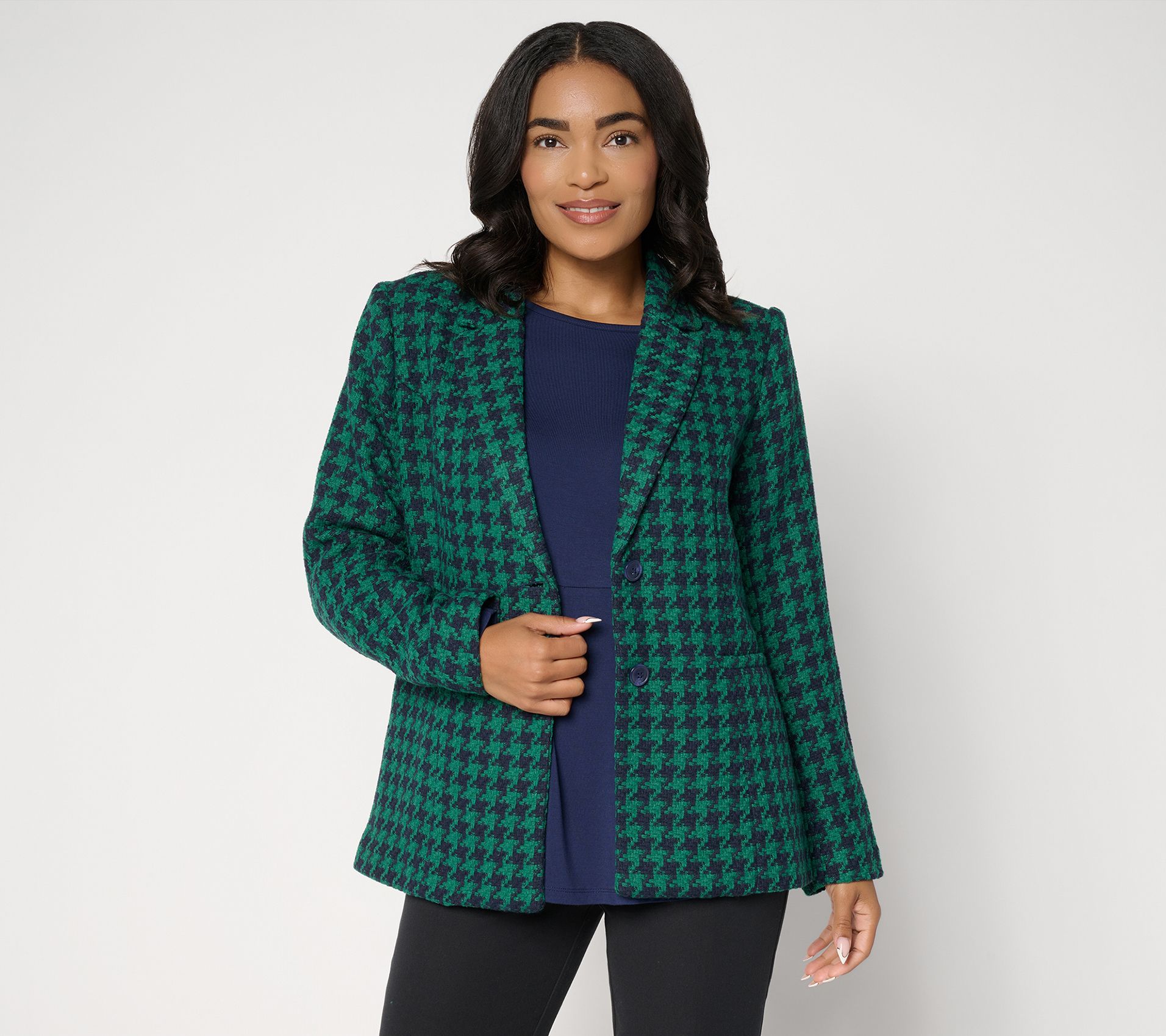 "As Is" Joan Rivers Red Carpet Houndstooth Tweed Blazer