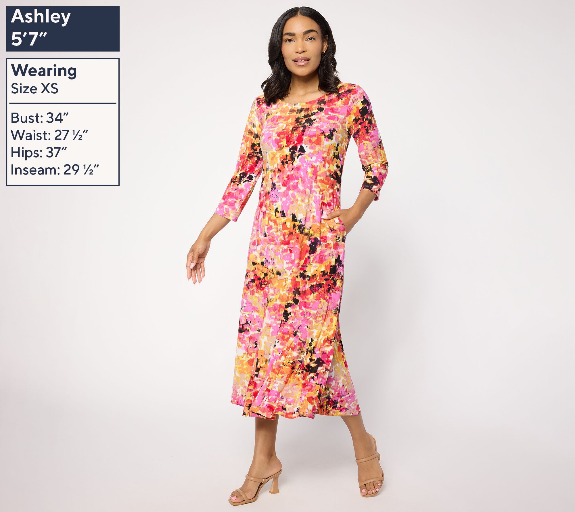 Attitudes by Renee Regular Fit and Flare Como Jersey Midi Dress | QVC