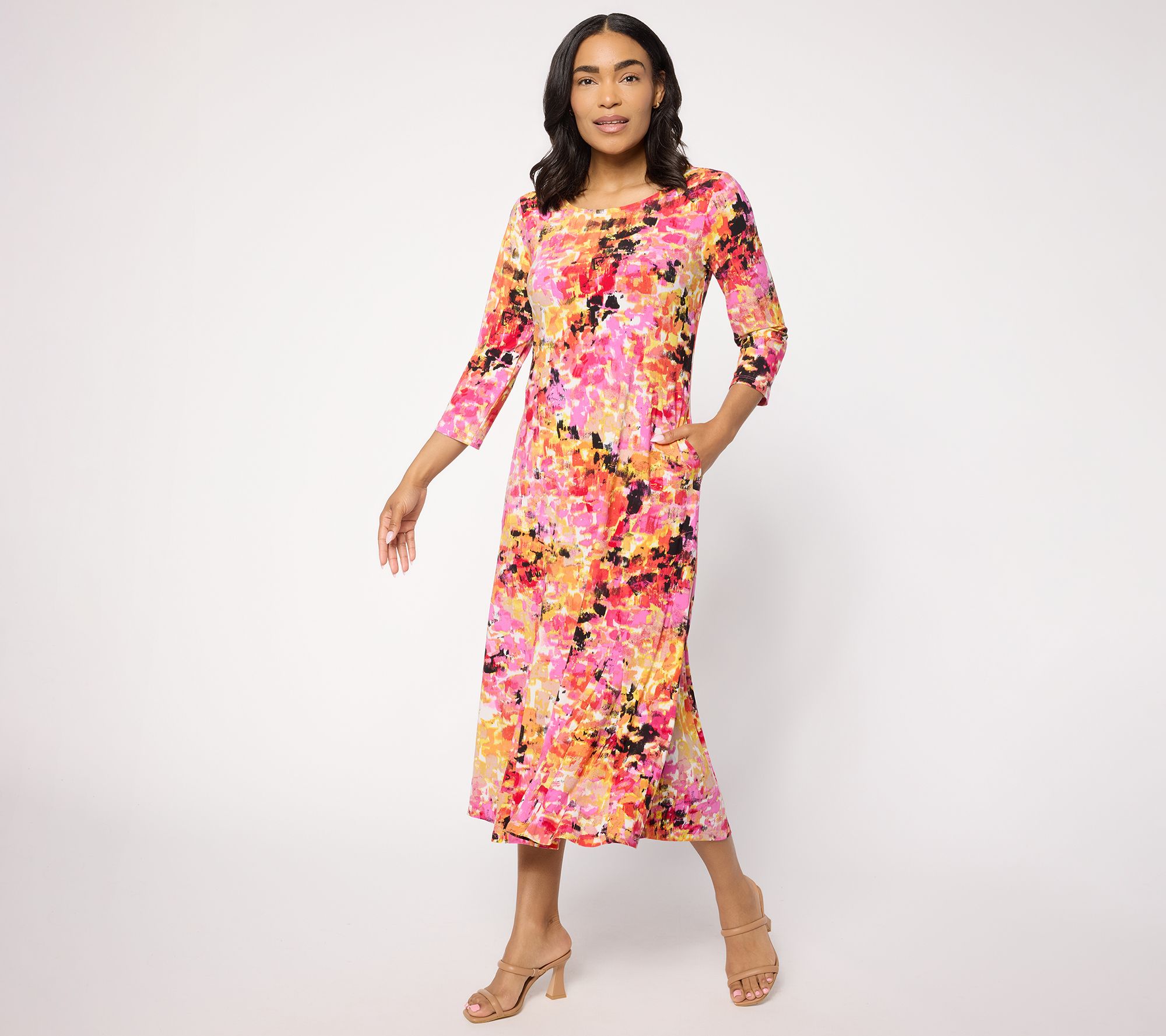 Attitudes by Renee Regular Fit and Flare Como Jersey Midi Dress
