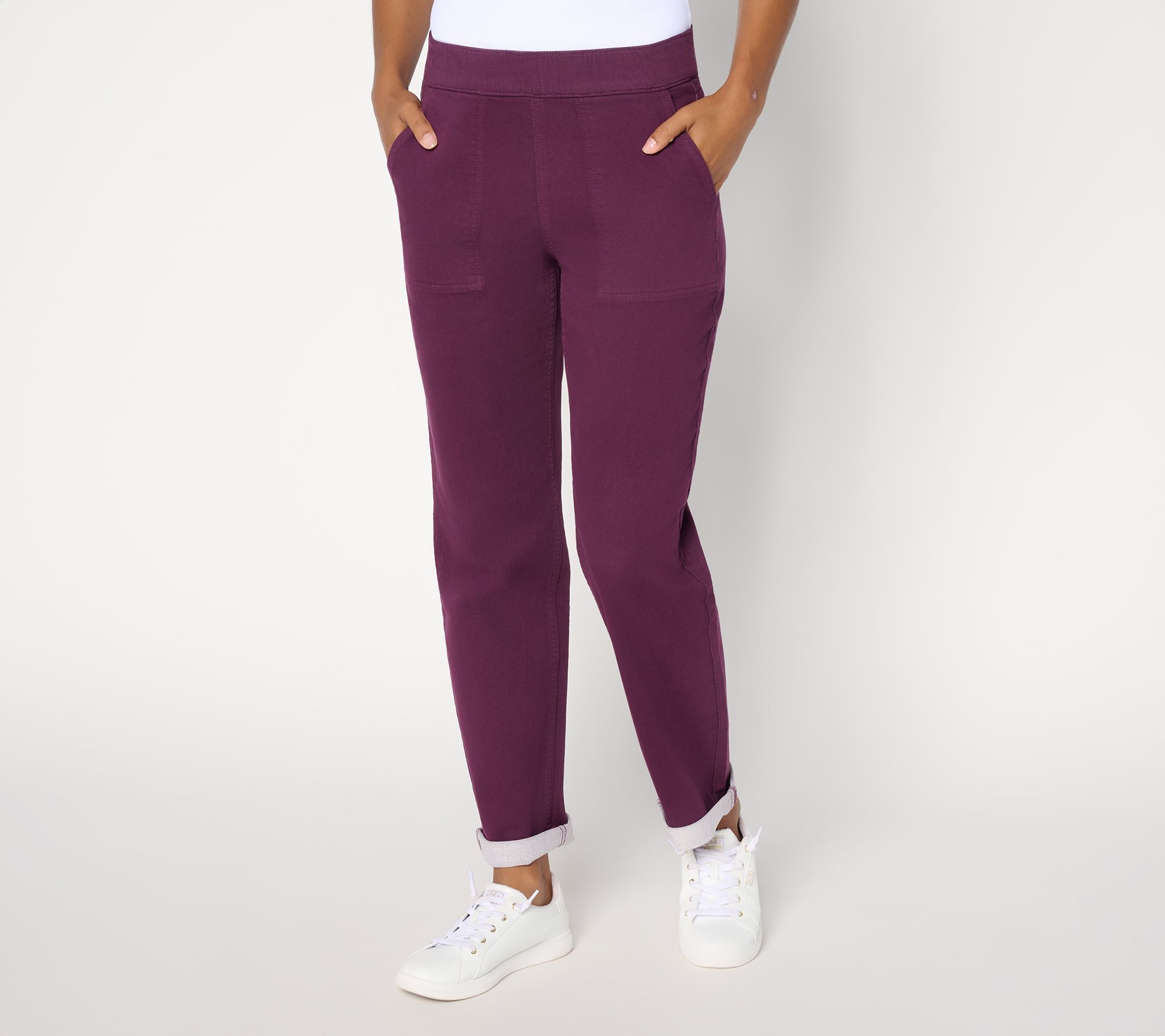 Denim & Co. Petite Heavenly Denim Rollable Colored Jeans