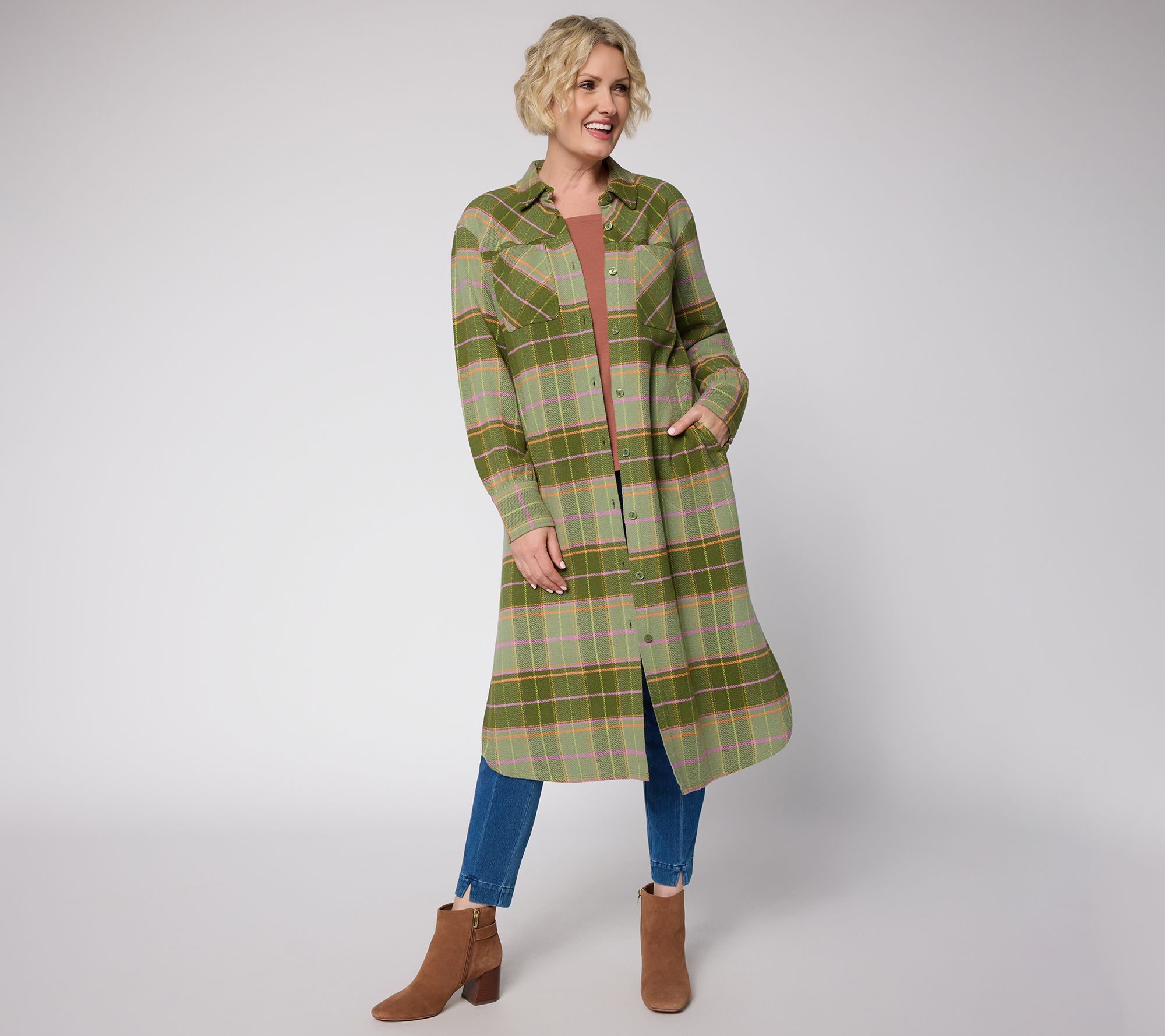 Mally Roncal Petite Perfectly Plaid Flannel Duster