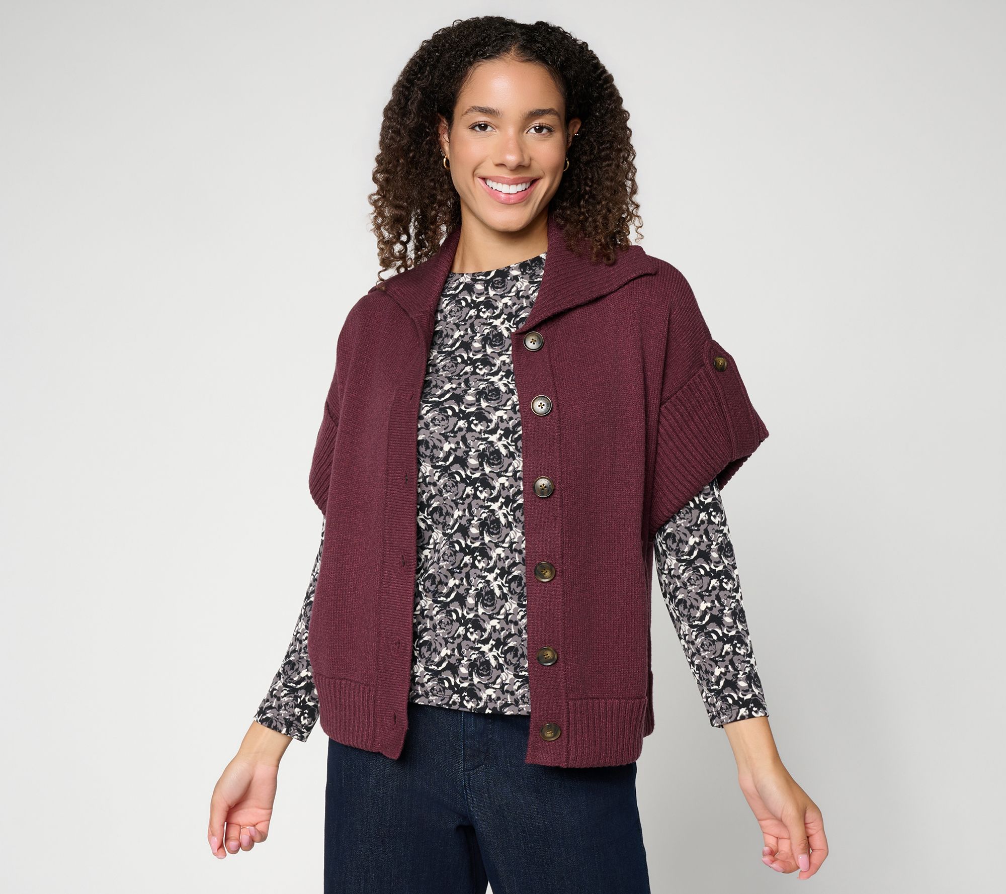 Carla Rockmore Collection Cap Sleeve Sweater Jacket