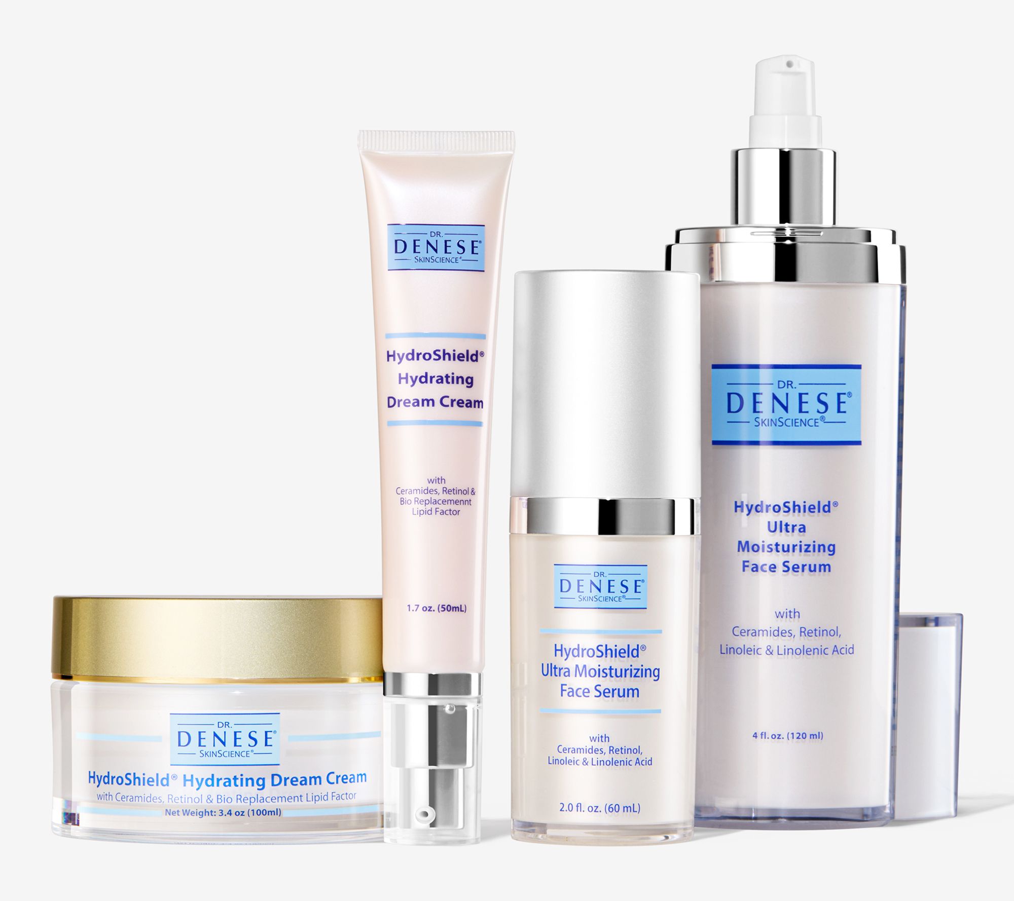 Dr.Denese HydroShield Serum & Dream Cream 4pc Home & Away Set