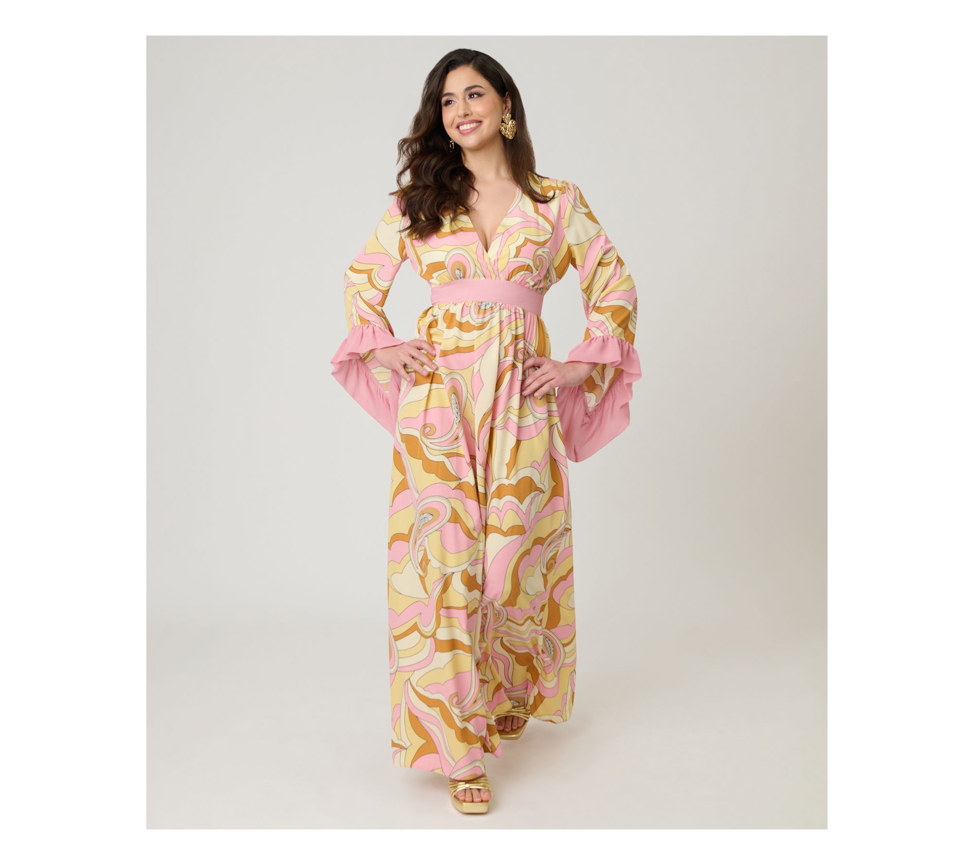 Unique Vintage Pink Paisley Maxi Dress