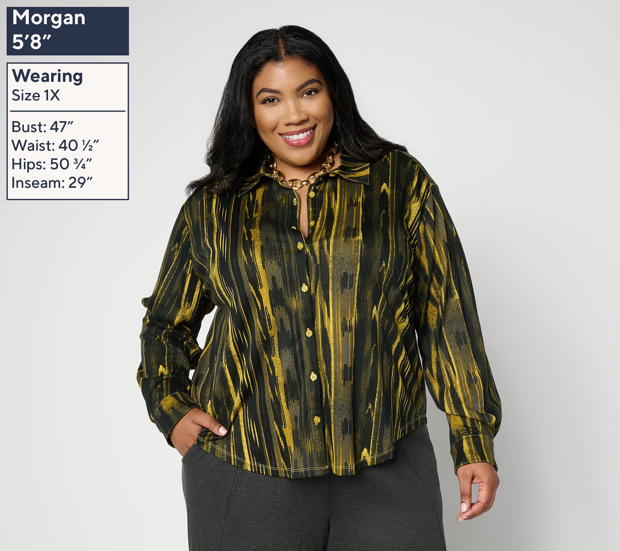 Carla Rockmore Collection Printed Silky Interlock Shirt | QVC