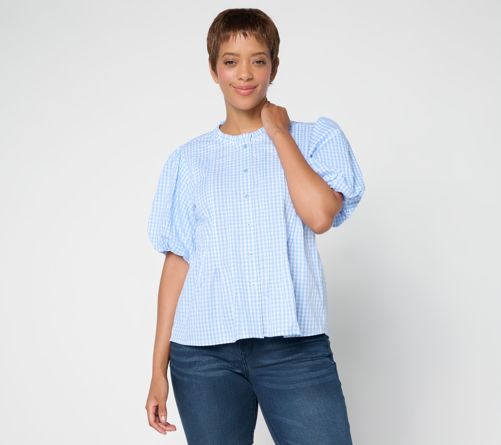 Felt Denim by Laurie Felt Voile Ruffle Top