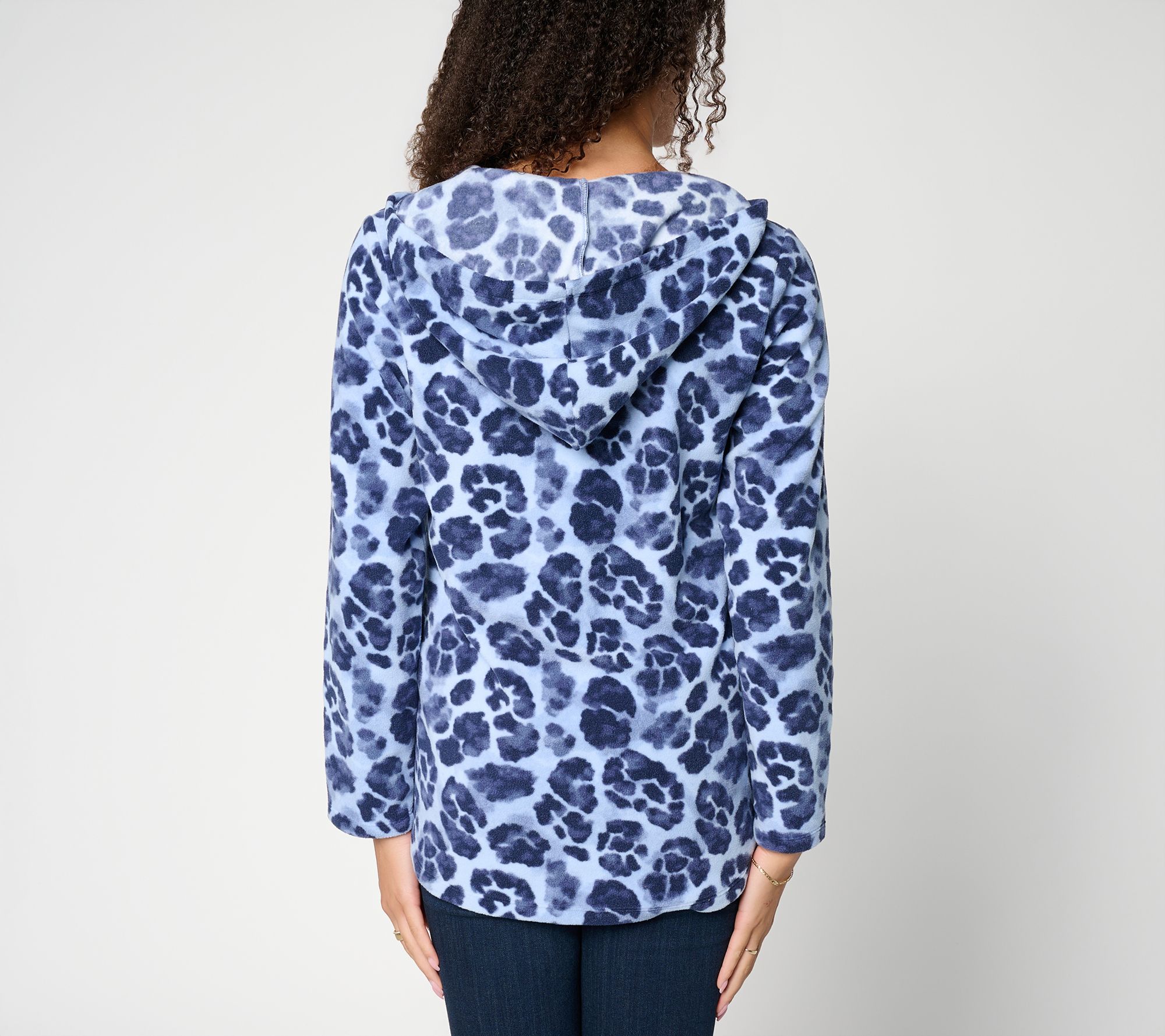 Denim & Co. Active Printed Fleece Zip-Front Hooded Jacket | QVC