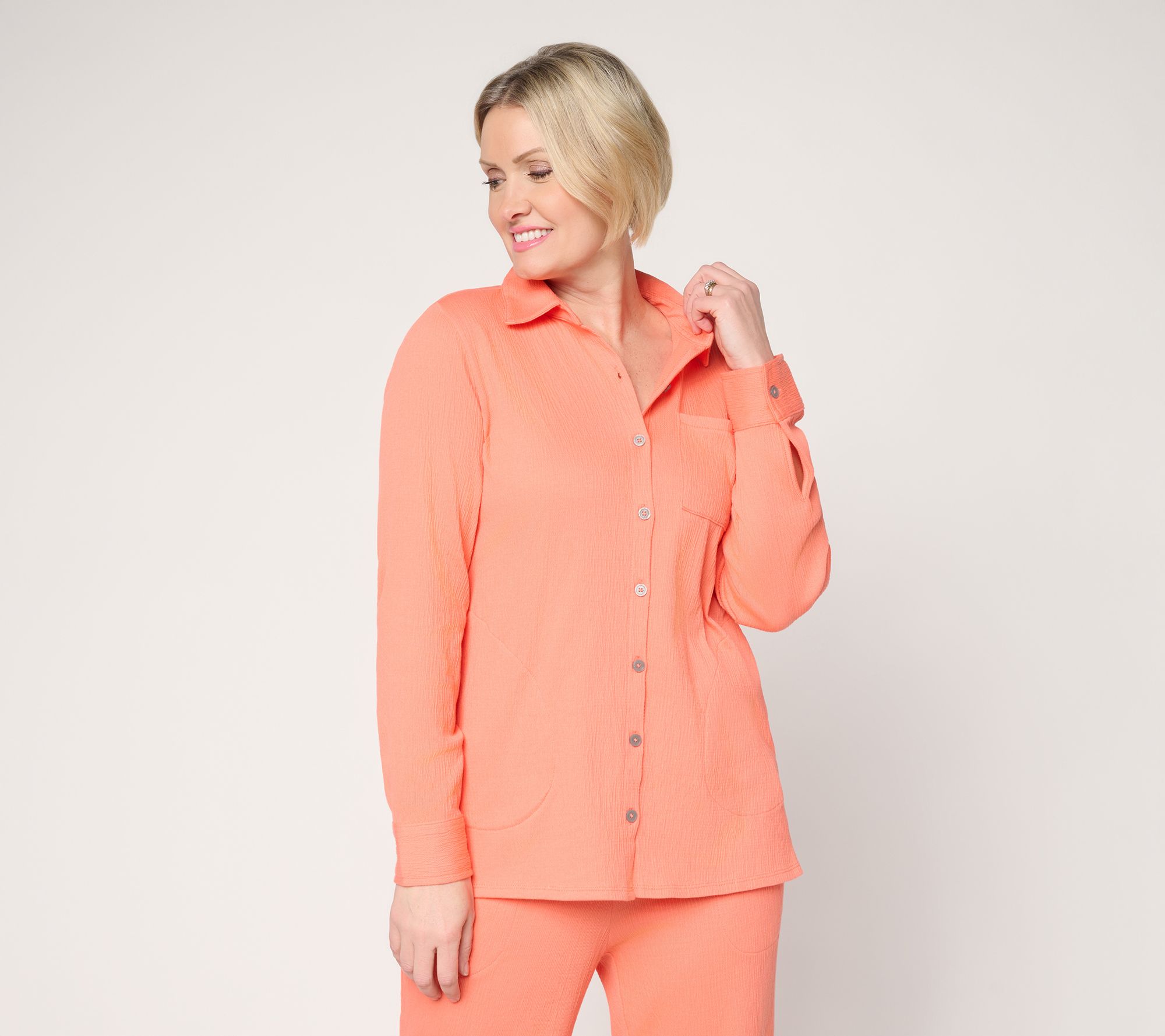 "As Is" Belle by Kim Gravel Reg Packabelle Big Shirt with Pockets