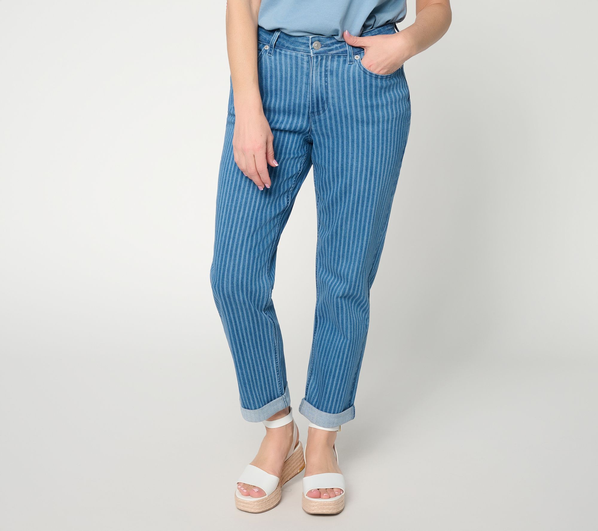 "As Is" LOGO by Lori Goldstein Regular Indigo Railroad Boyfriend Jean