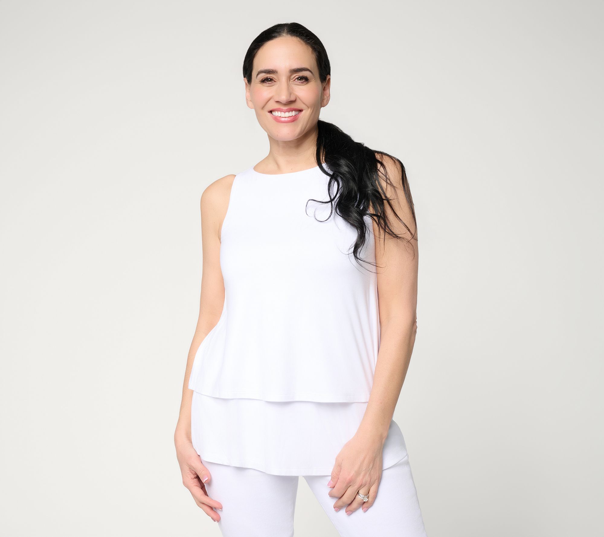 "As Is" Joan Rivers Bateau Neck Double Layer Tank