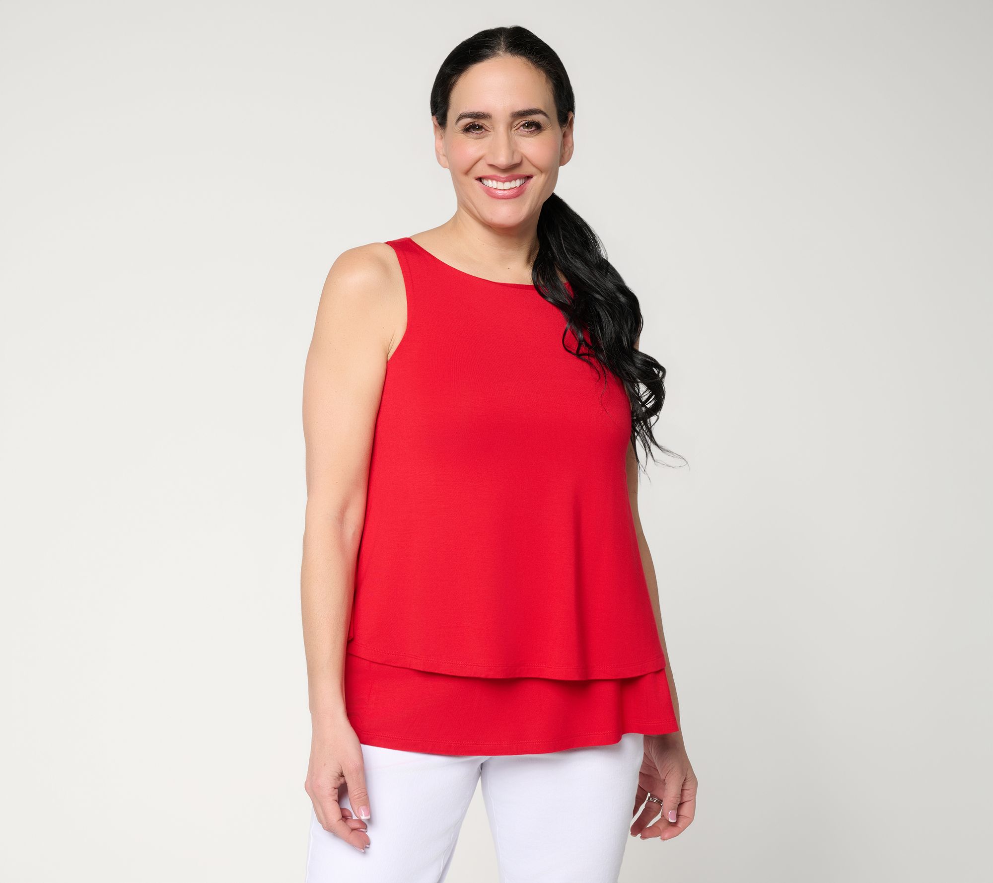 "As Is" Joan Rivers Bateau Neck Double Layer Tank