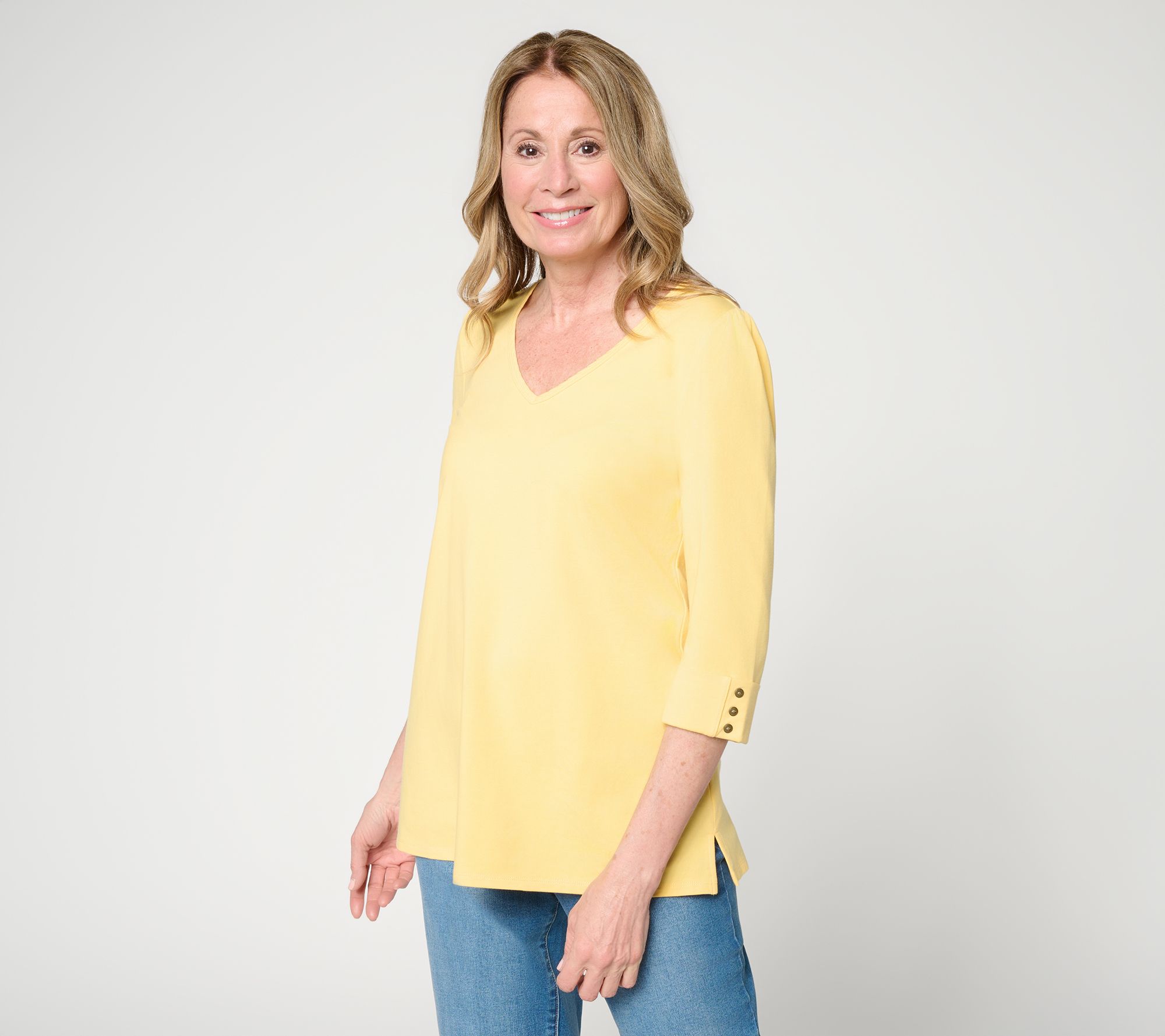 "As Is" Ree by the Pioneer Woman Essential V-Neck Elbow Sleeve Top