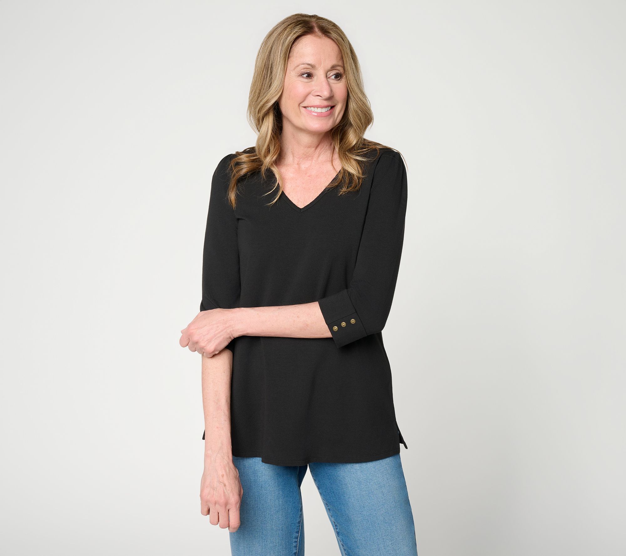 "As Is" Ree by the Pioneer Woman Essential V-Neck Elbow Sleeve Top
