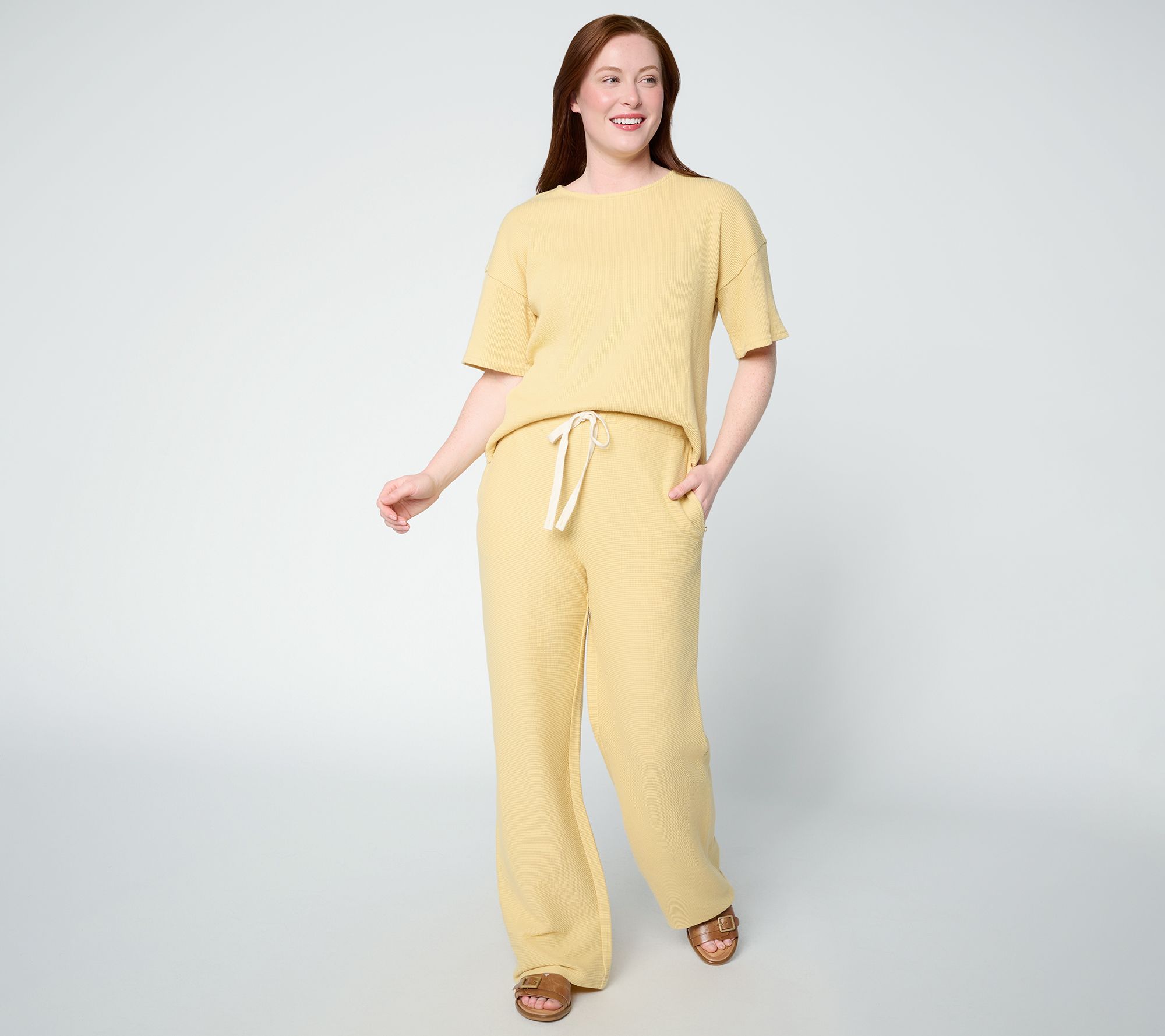 "As Is" Peace Love World Reg Honeycomb Knit Top and Pant Set