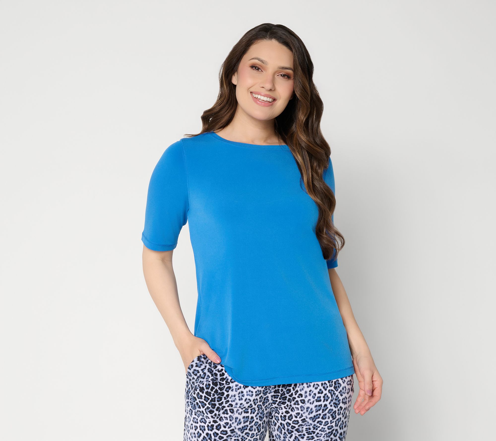 "As Is" Susan Graver Essentials Liquid Knit Bateau Neck Top