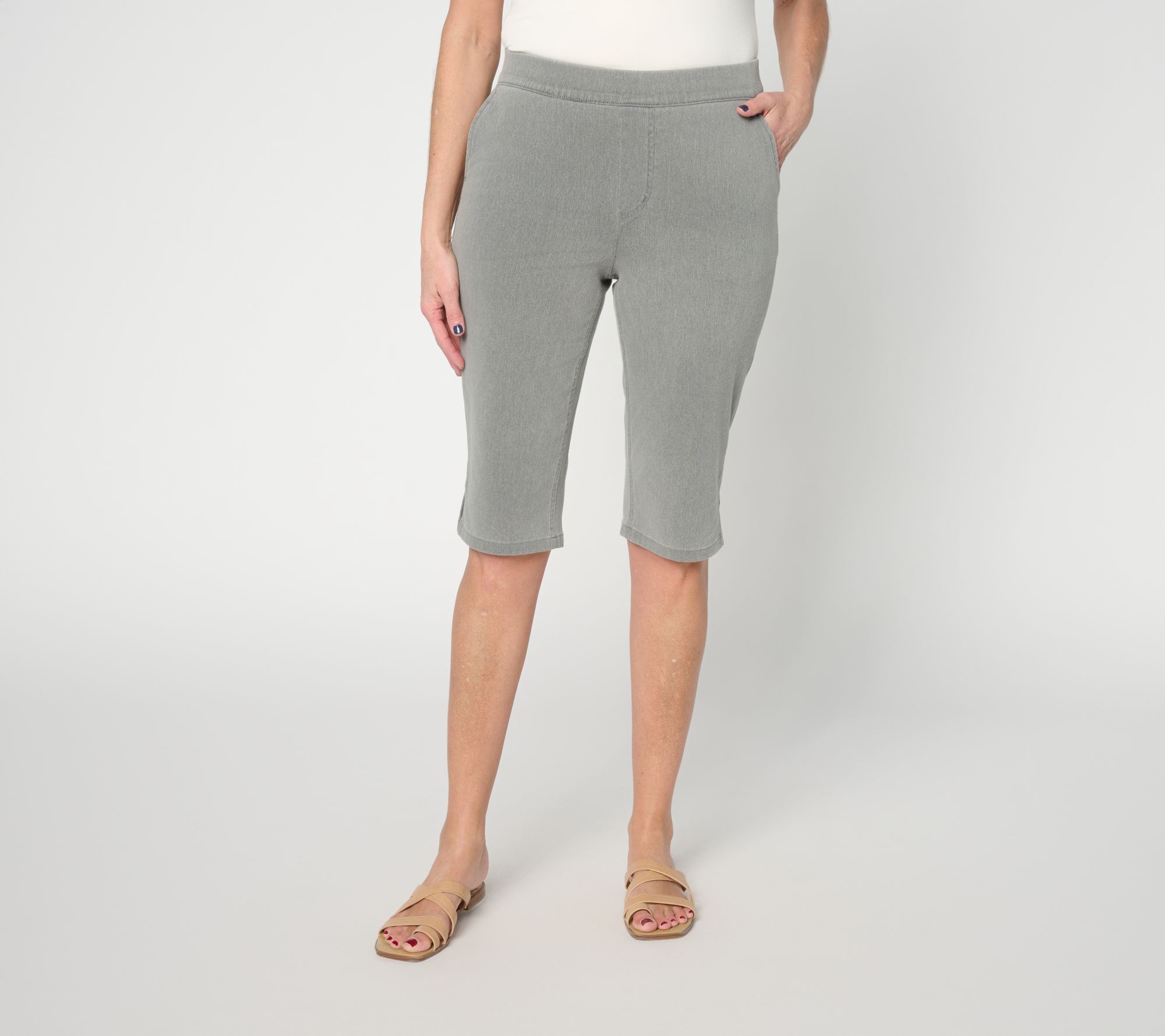 "As Is" Denim & Co. Comfy Knit Regular Air Slim Leg Bermuda Shorts