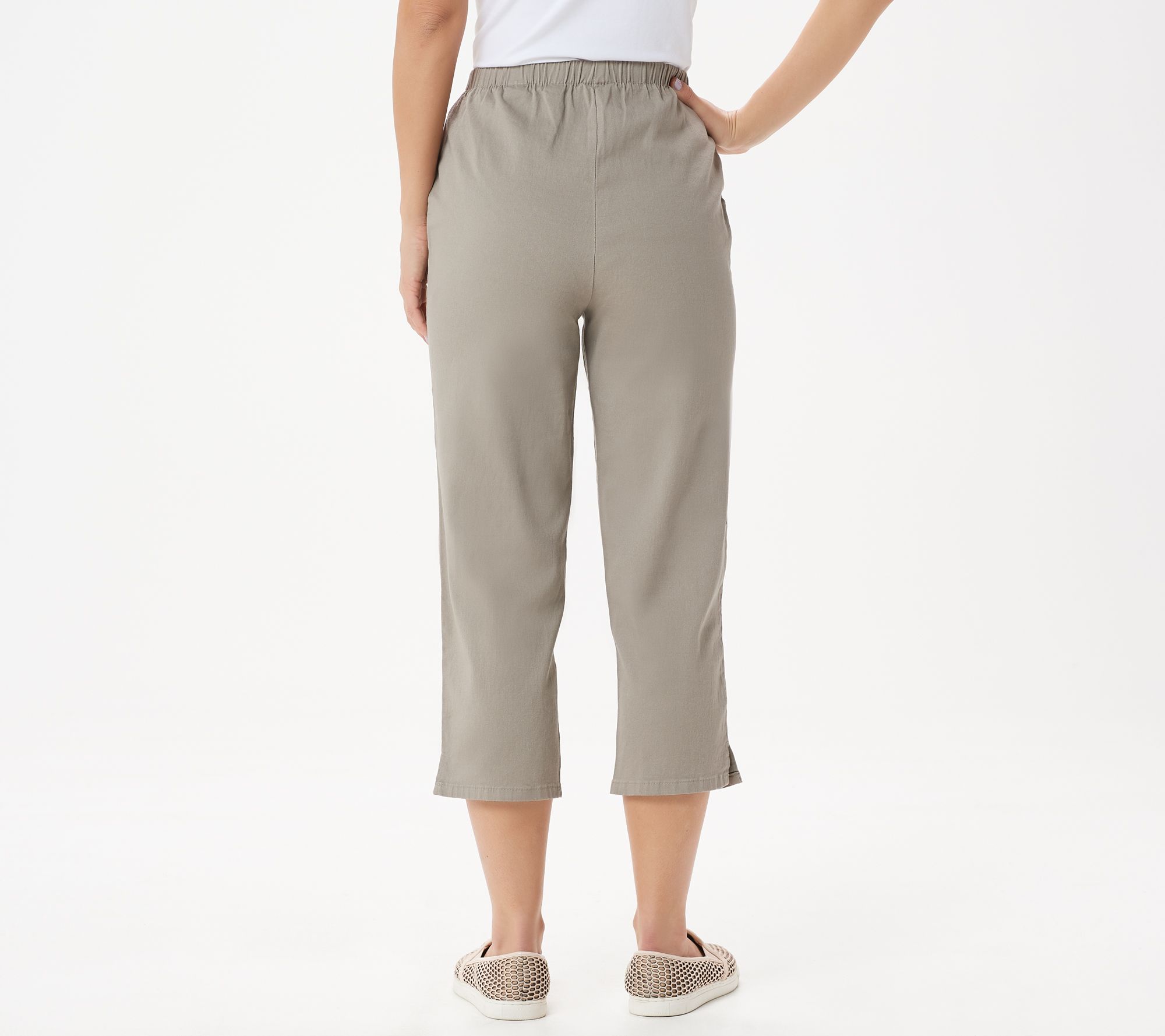 Denim & Co. Original Waist Stretch Crop Pants with Side Pockets - QVC.com