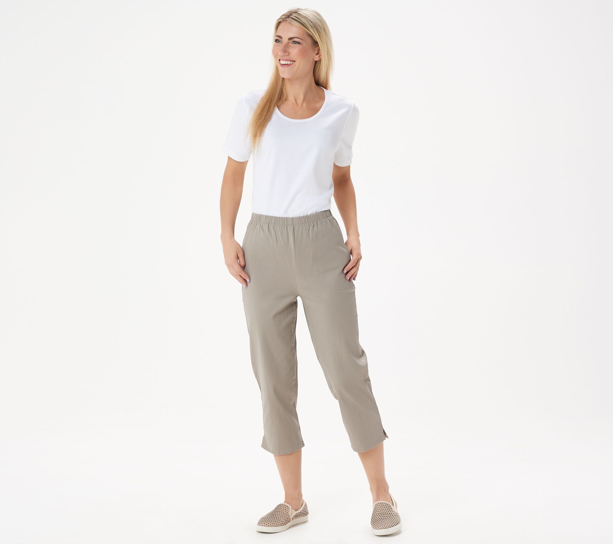 Denim & Co. Original Waist Stretch Capri Pants with Side Pockets - QVC.com
