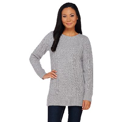 Isaac Mizrahi Live! 2-Ply Cashmere Cable Pullover Tunic Sweater - Page ...