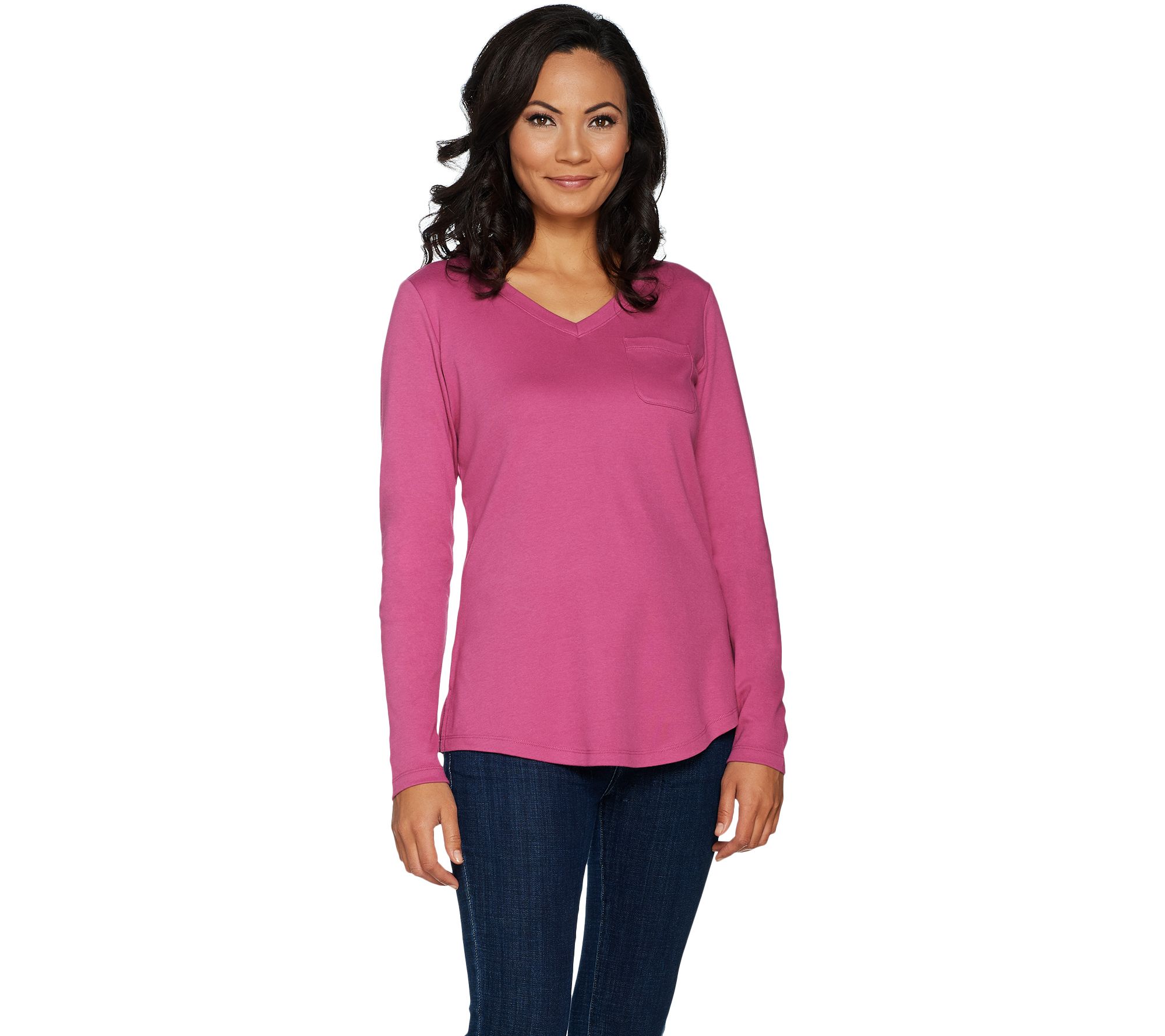 Isaac Mizrahi Live! Essentials Long Sleeve T-shirt with Pocket - Page 1 ...