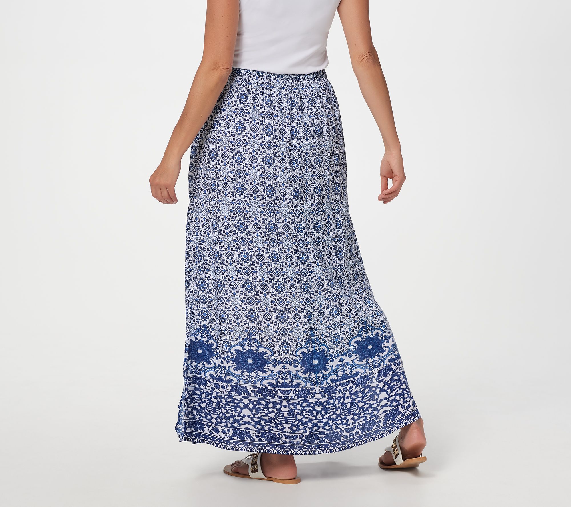 Tolani Collection Petite Printed Pull-On Woven Maxi Skirt - QVC.com