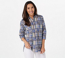  Joan Rivers Patchwork Plaid Tunic Top - A349225