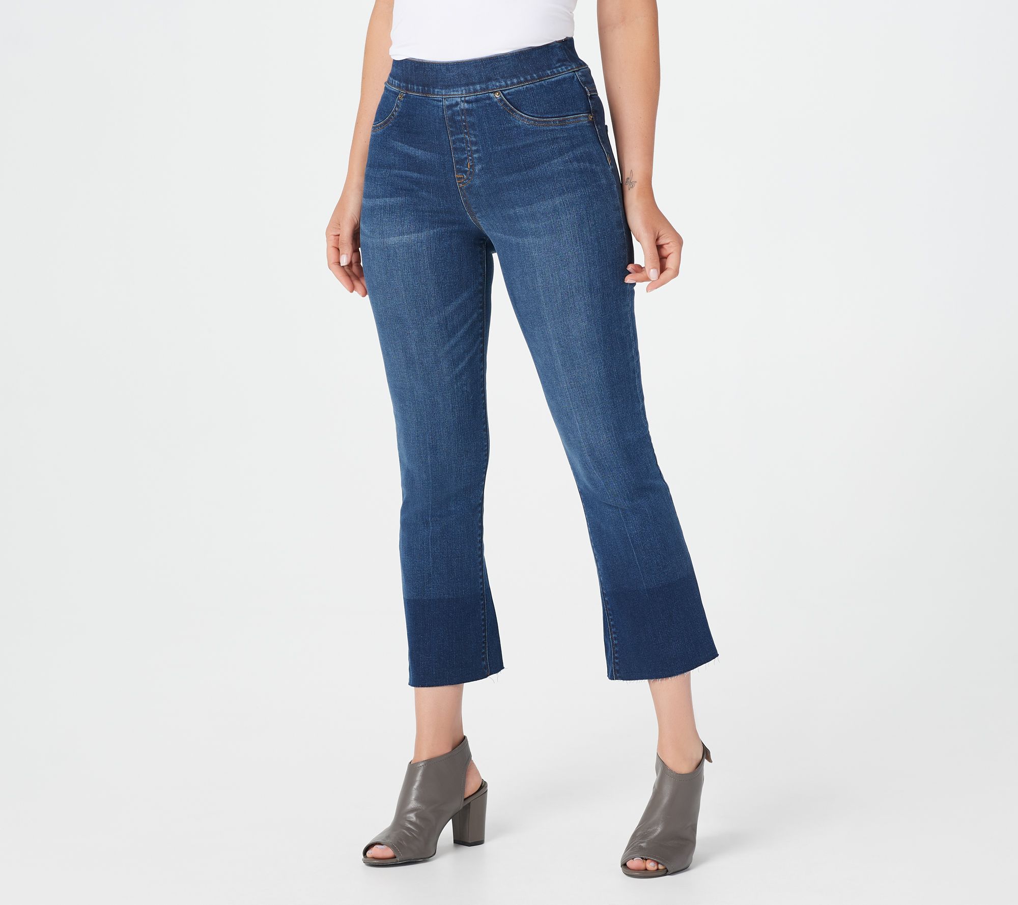 SPANX Cropped Flare Jeans, Black - Jeans - Bottoms - The Blue Door Boutique