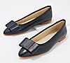 BluBlonc Leather Pointed-Toe Bow Flats