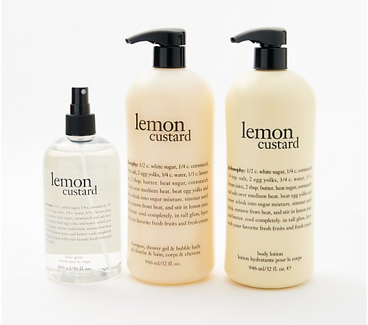 philosophy super-size fresh & creamy gel, lotion & body spritz set