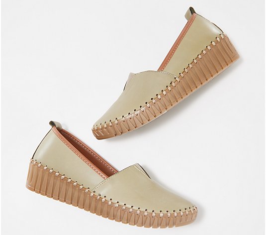 Spring Step Leather Wedge Shoes - Tispea