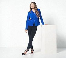  Truth + Style Cropped Matte Jersey Zip Front Jacket - A399925