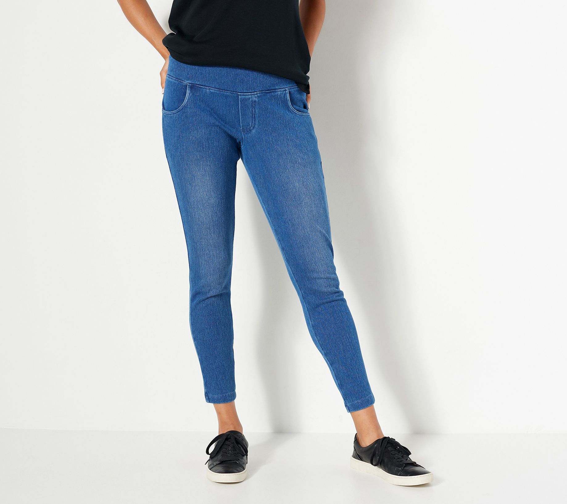 Women with Control Petite Prime Stretch Denim Leggings with Pockets 