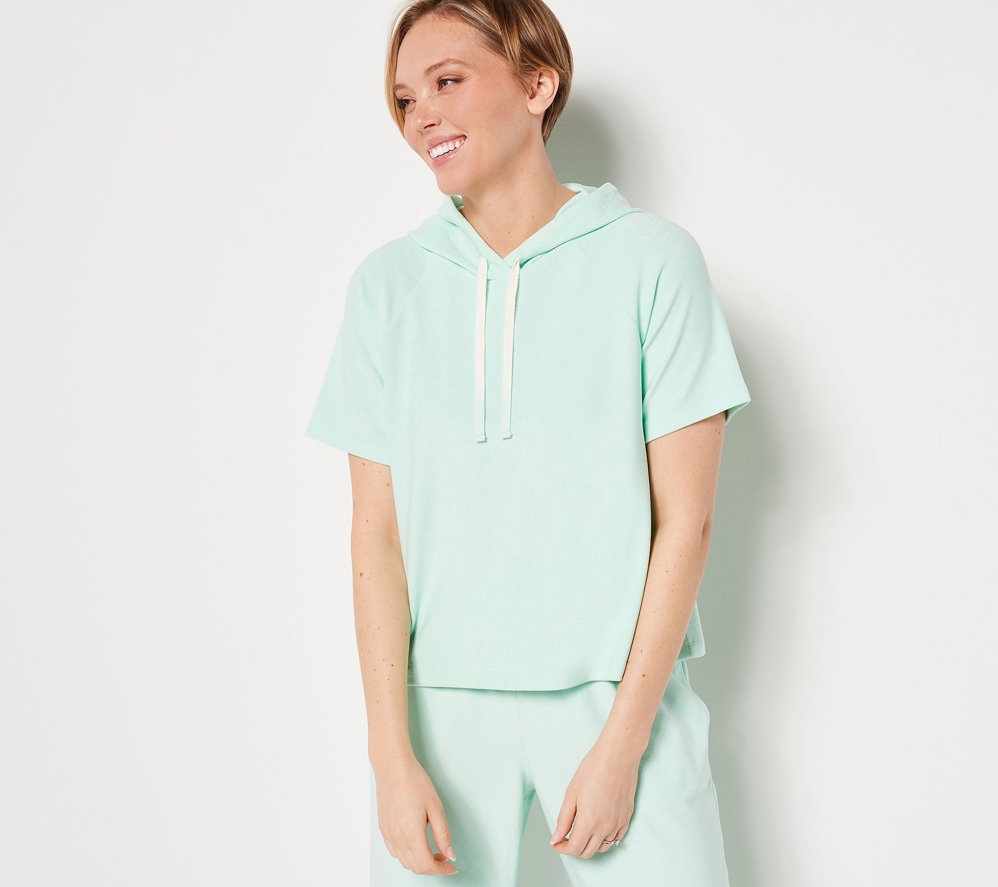 "As Is" Candace Cameron Bure Terry Cloth Short-Sleeve Beach Hoodie