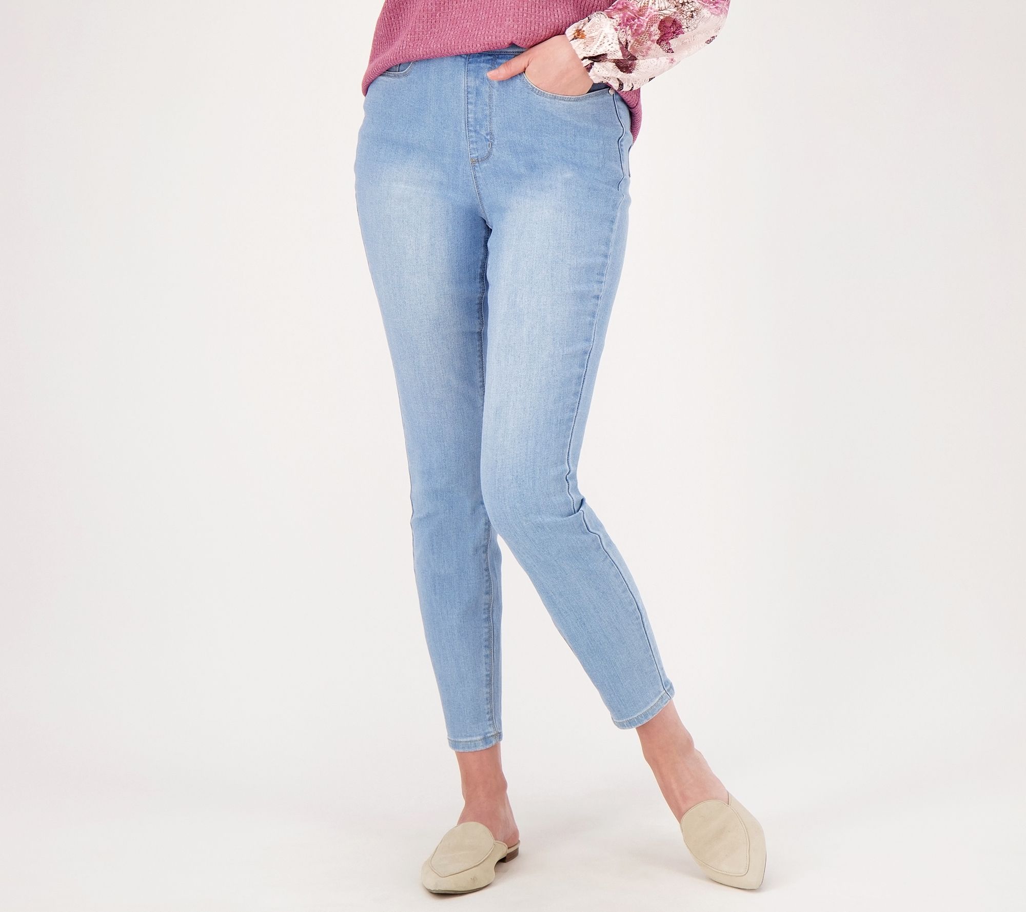 Susan Graver Regular High Waist Pull On Skinny Jean