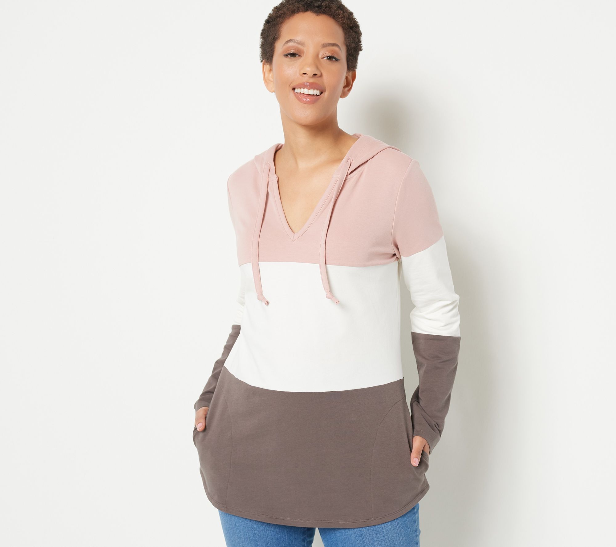 Belle by Kim Gravel French Terry Color-Blocked Hoodie