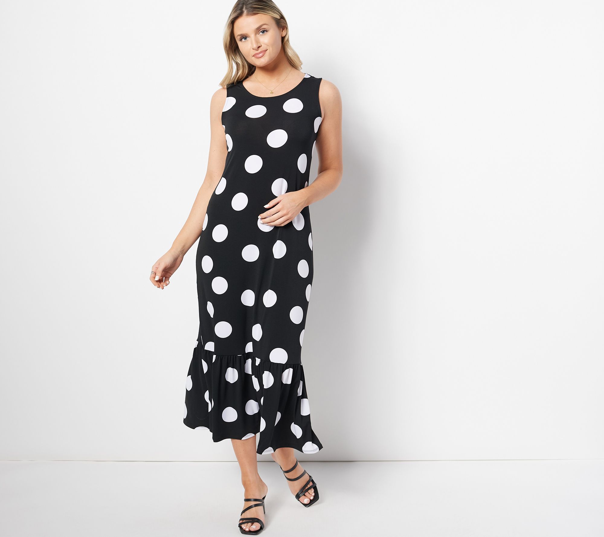 As Is Truth + Style Regular Knit Print RuffleMidi Dresss