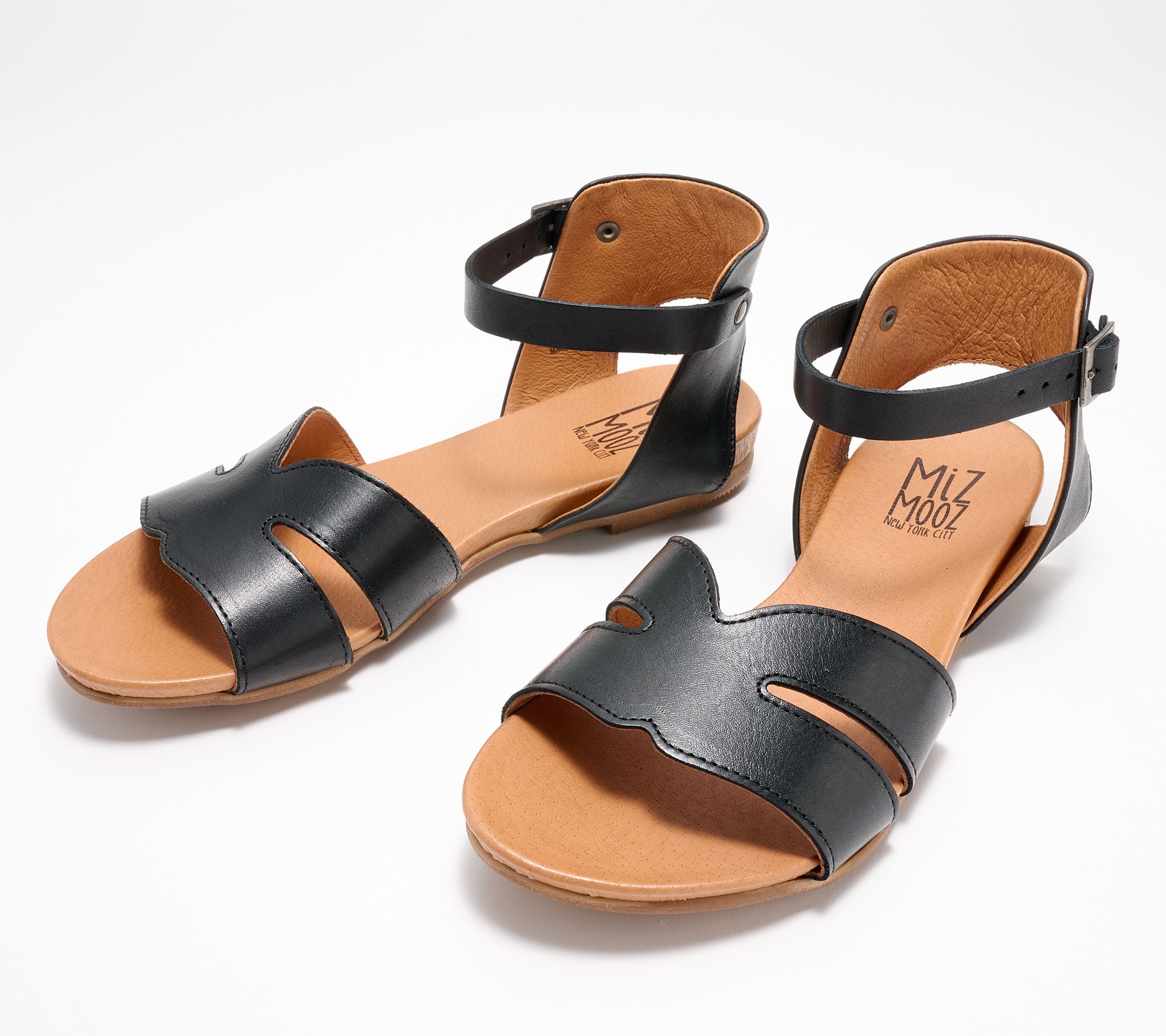 "As Is" Miz Mooz Wide Width Leather Ankle Strap Sandals