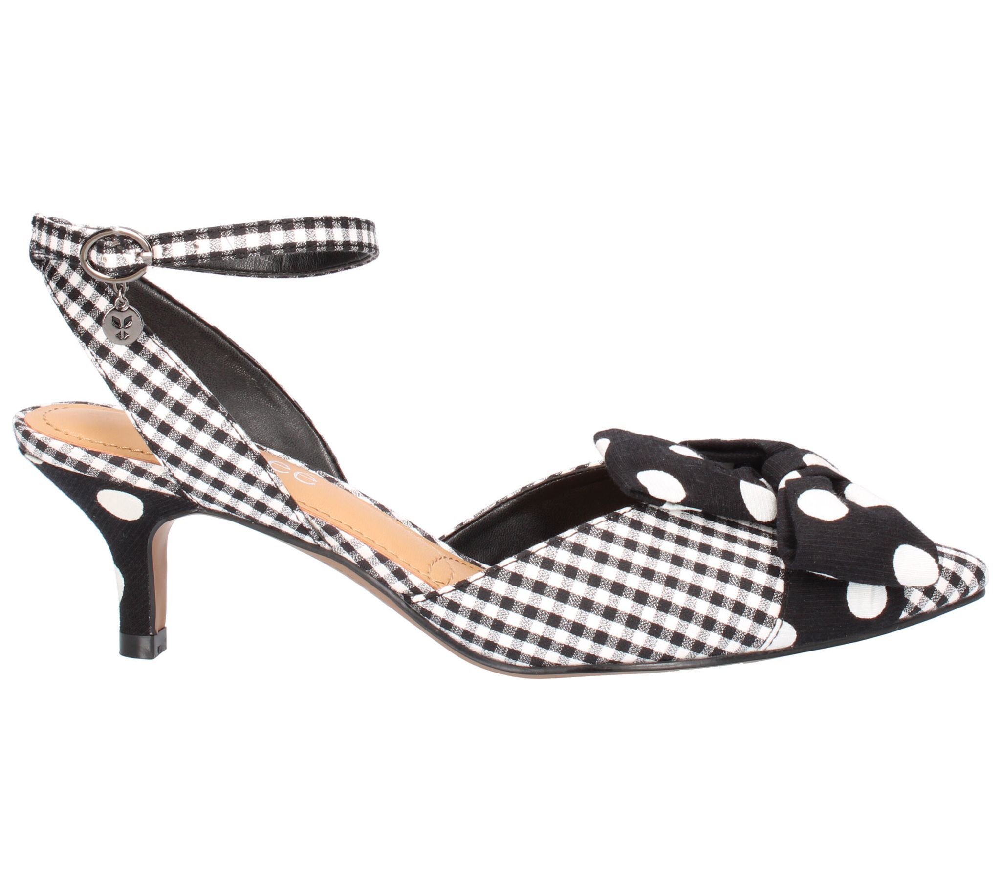 J. Renee Tanay Polka Dot and Gingham Bow Slingback Pumps