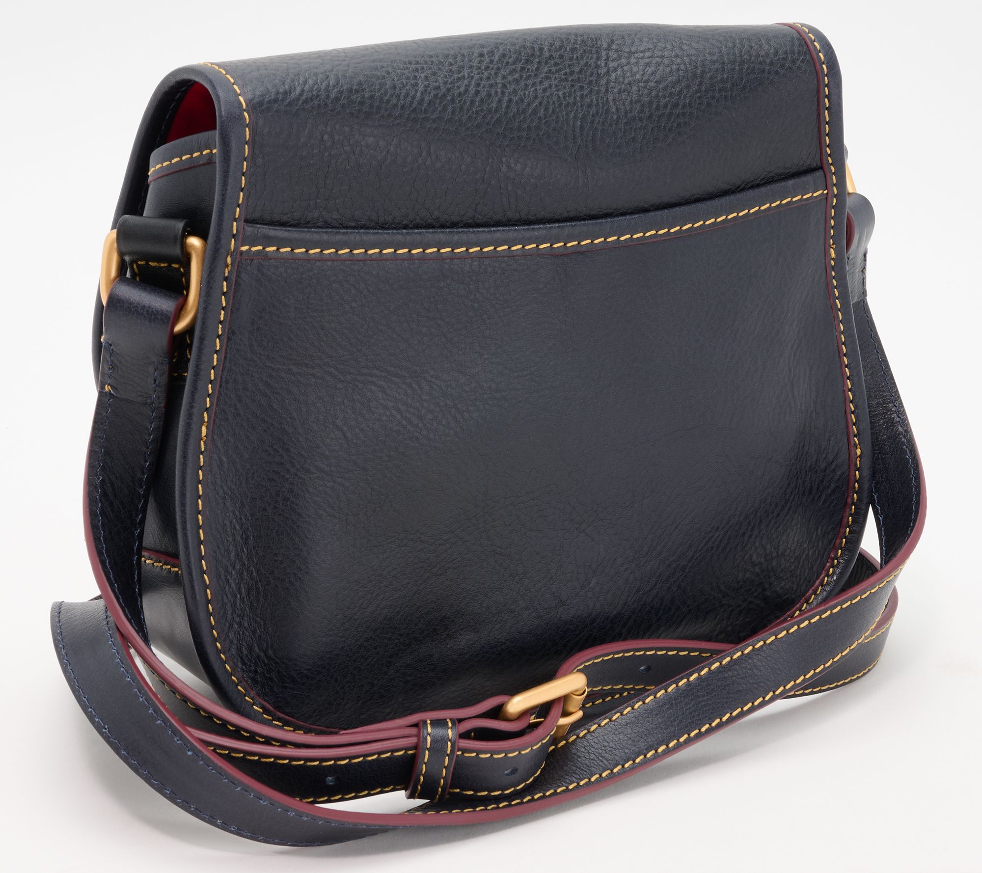 Vintage Dooney & Bourke Saddle Bag Crossbody Smooth Black Leather